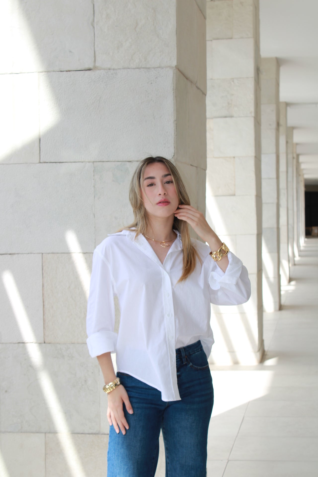 Camisa blanca de botones #10106