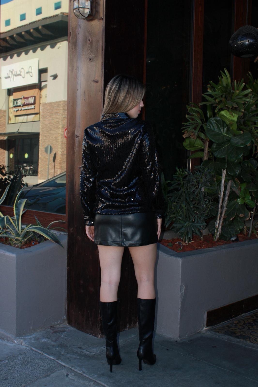 Blusa de lentejuela negra #11640