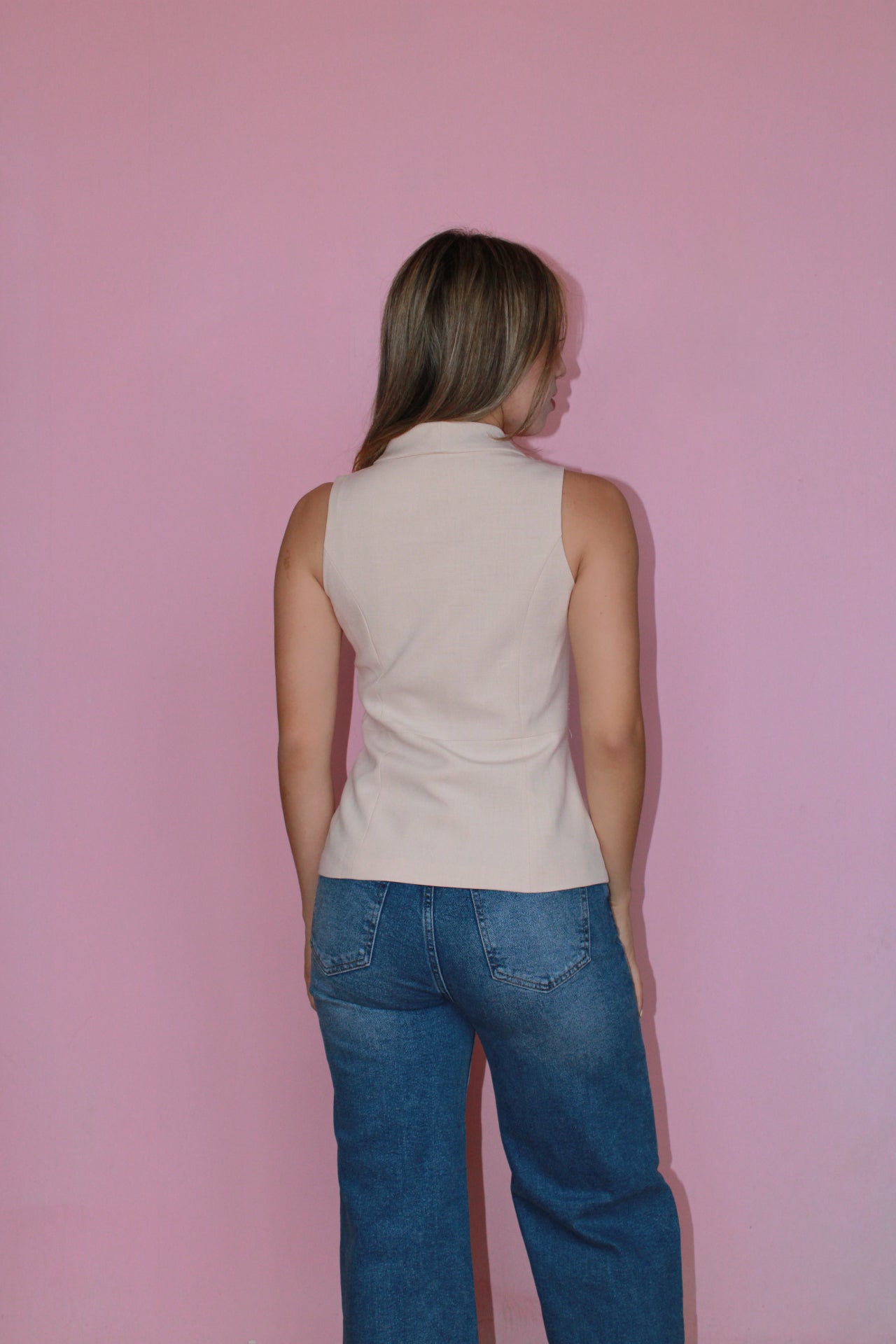 Chaleco color crema largo #11376