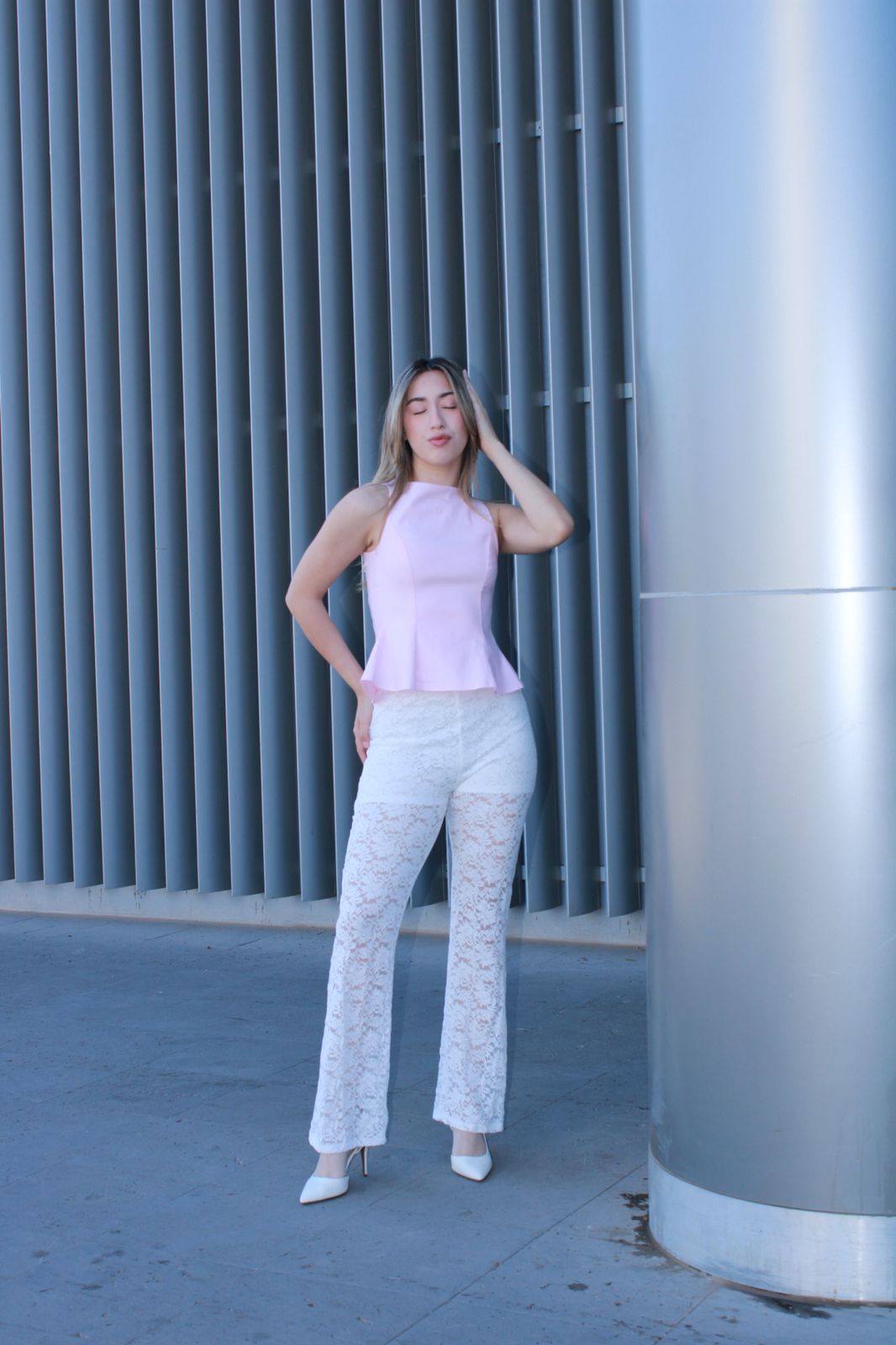 Blusa rosa con moños #10952