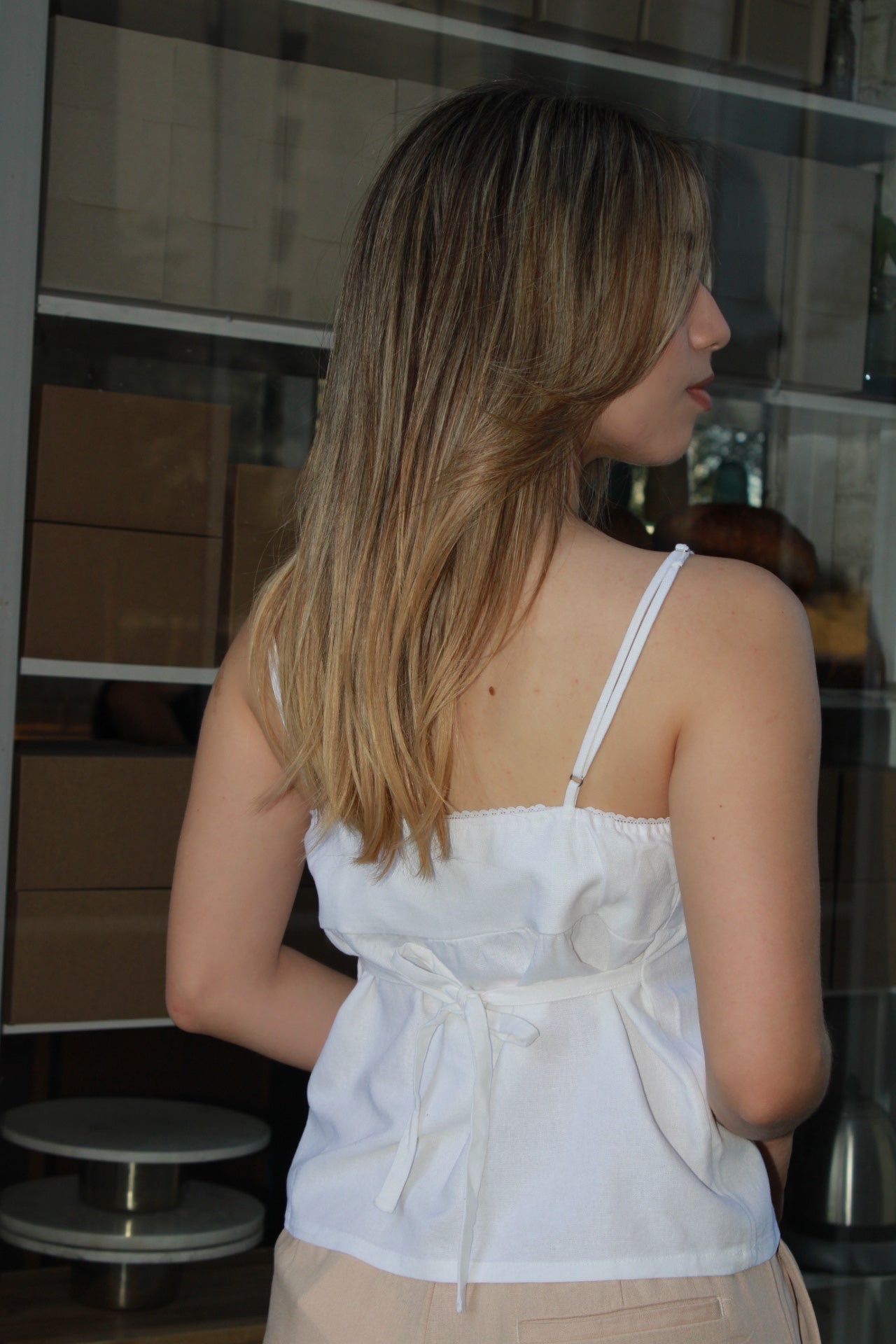 Blusa tirantes c encajito blanca #11107