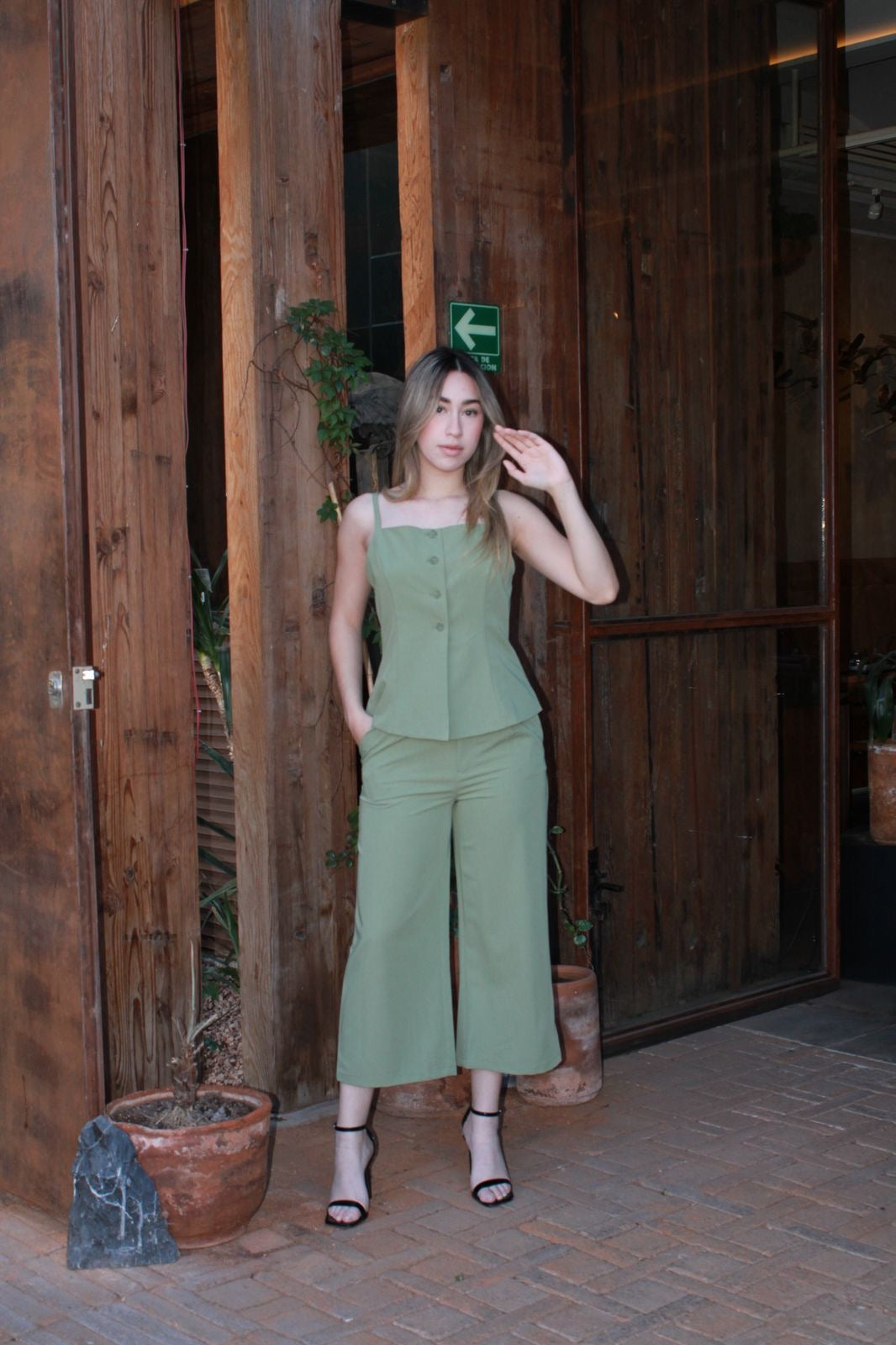 Conjunto de dos piezas verde #10966