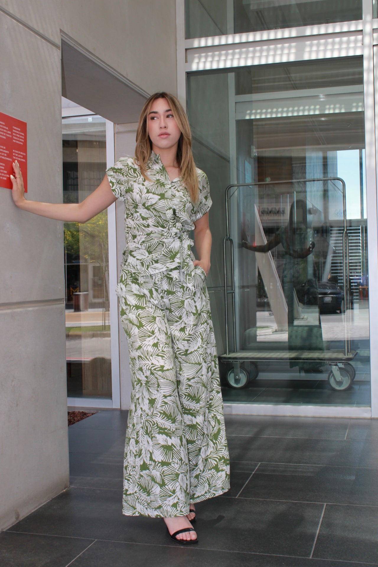 Set estampado de hojas verde #11183