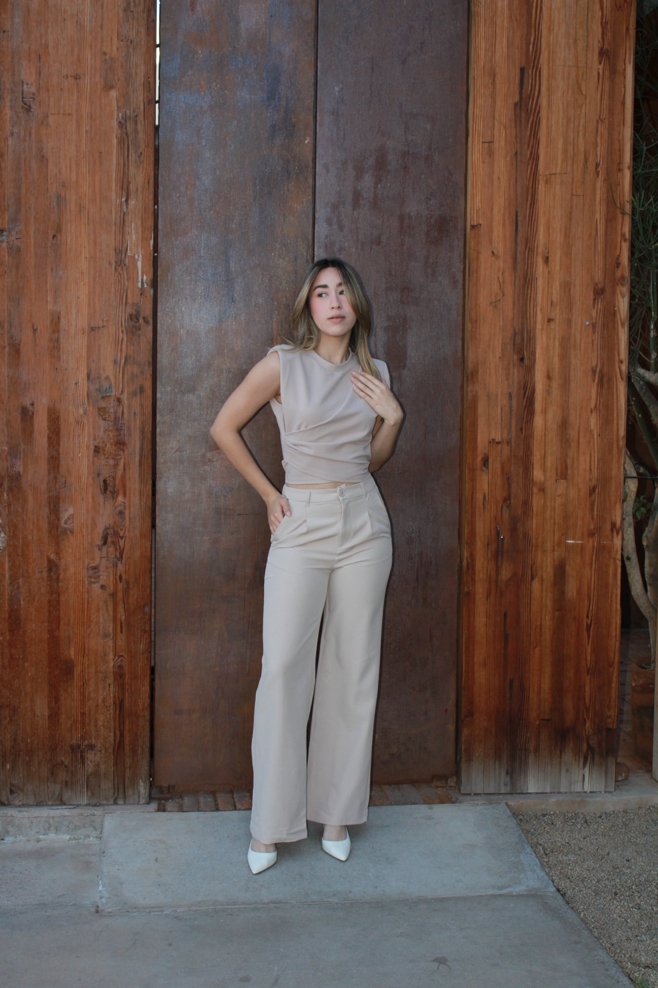 Top de vestir beige #10990