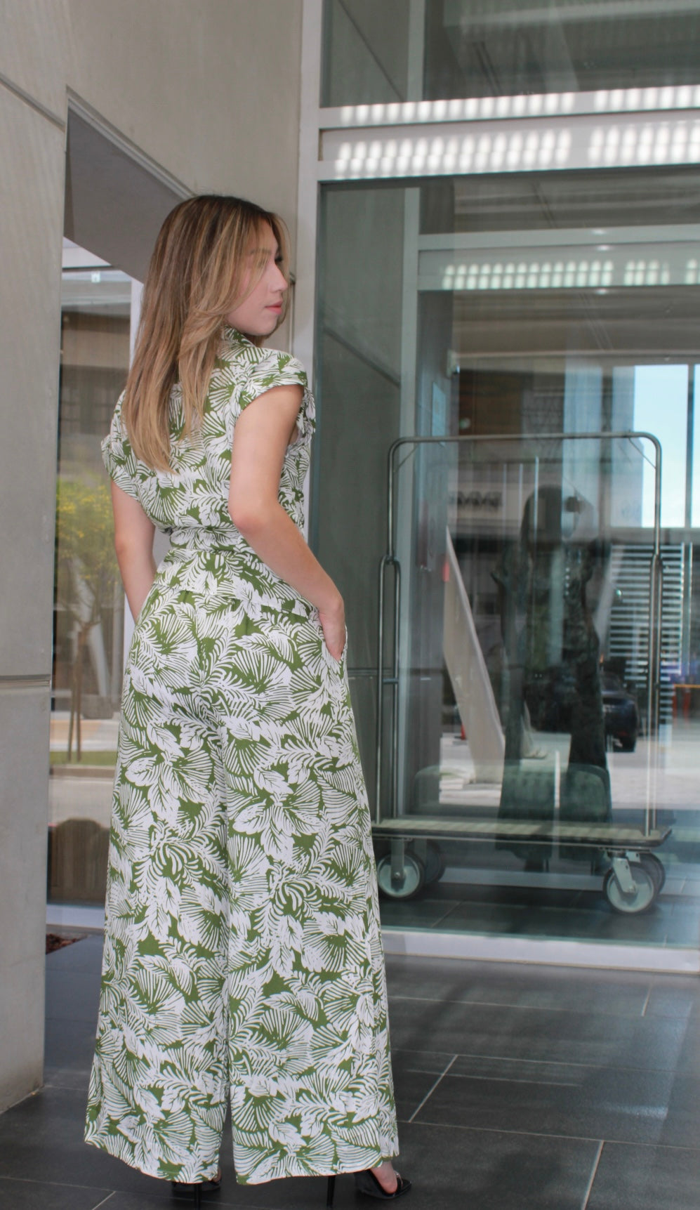 Set estampado de hojas verde #11183