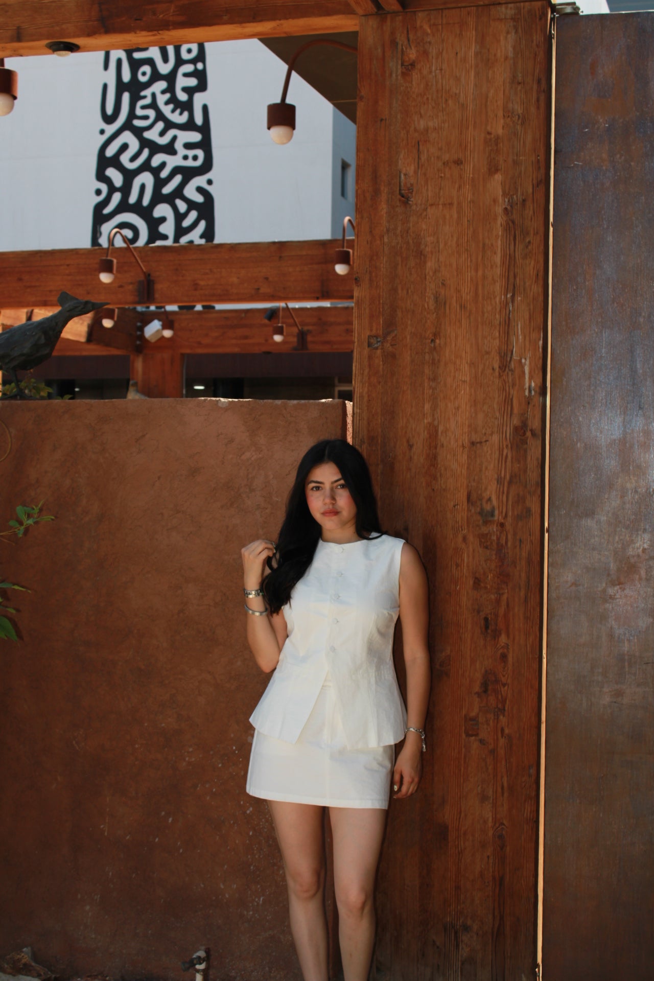 Set blanco chaleco y mini falda #11260
