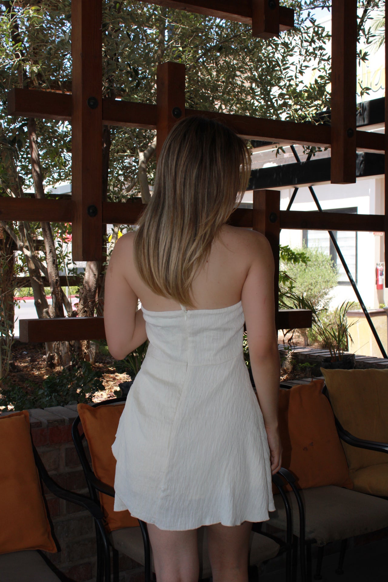 Vestido playero corto color crema #11282