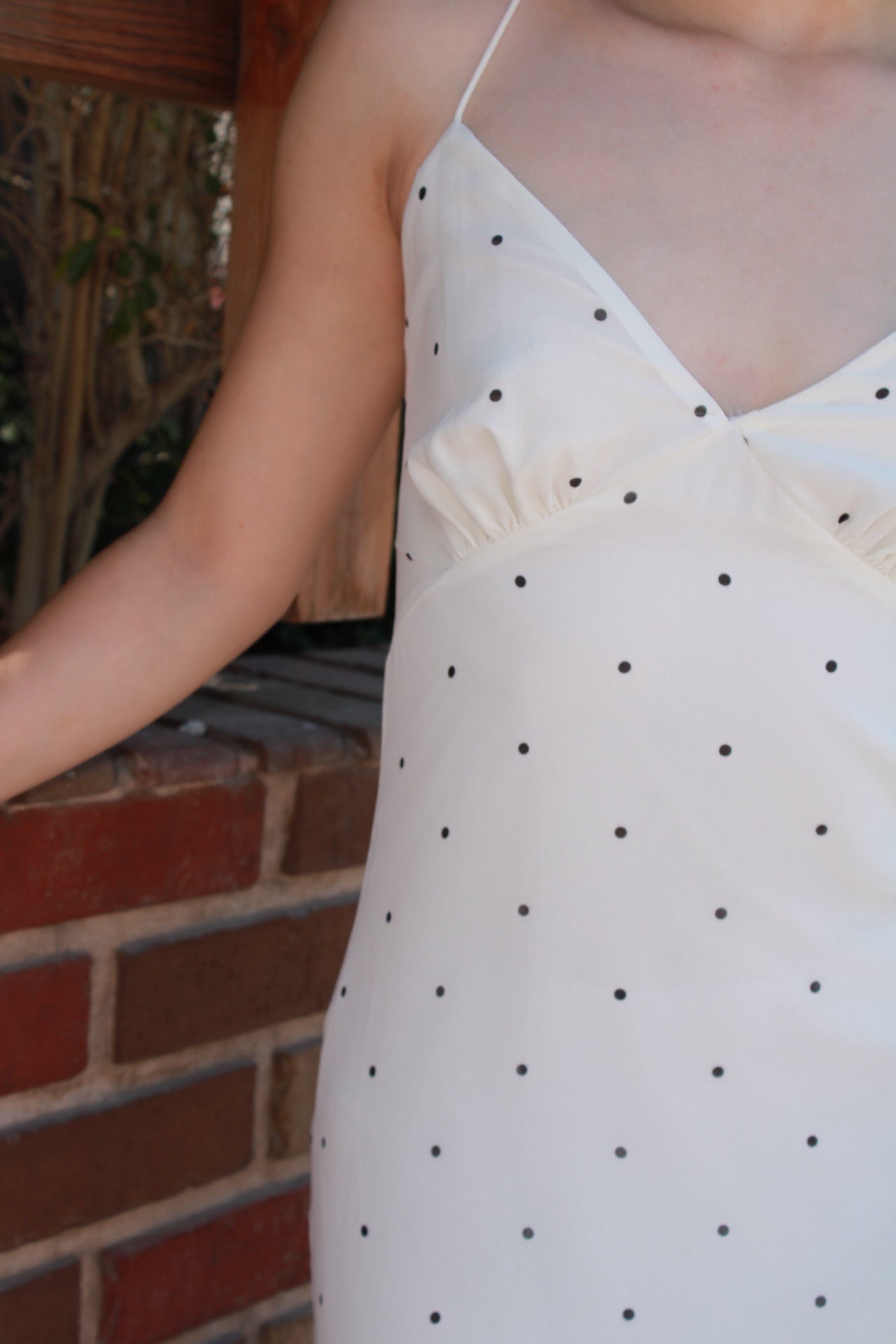 Vestido blanco c polka dots y Olanes #11293