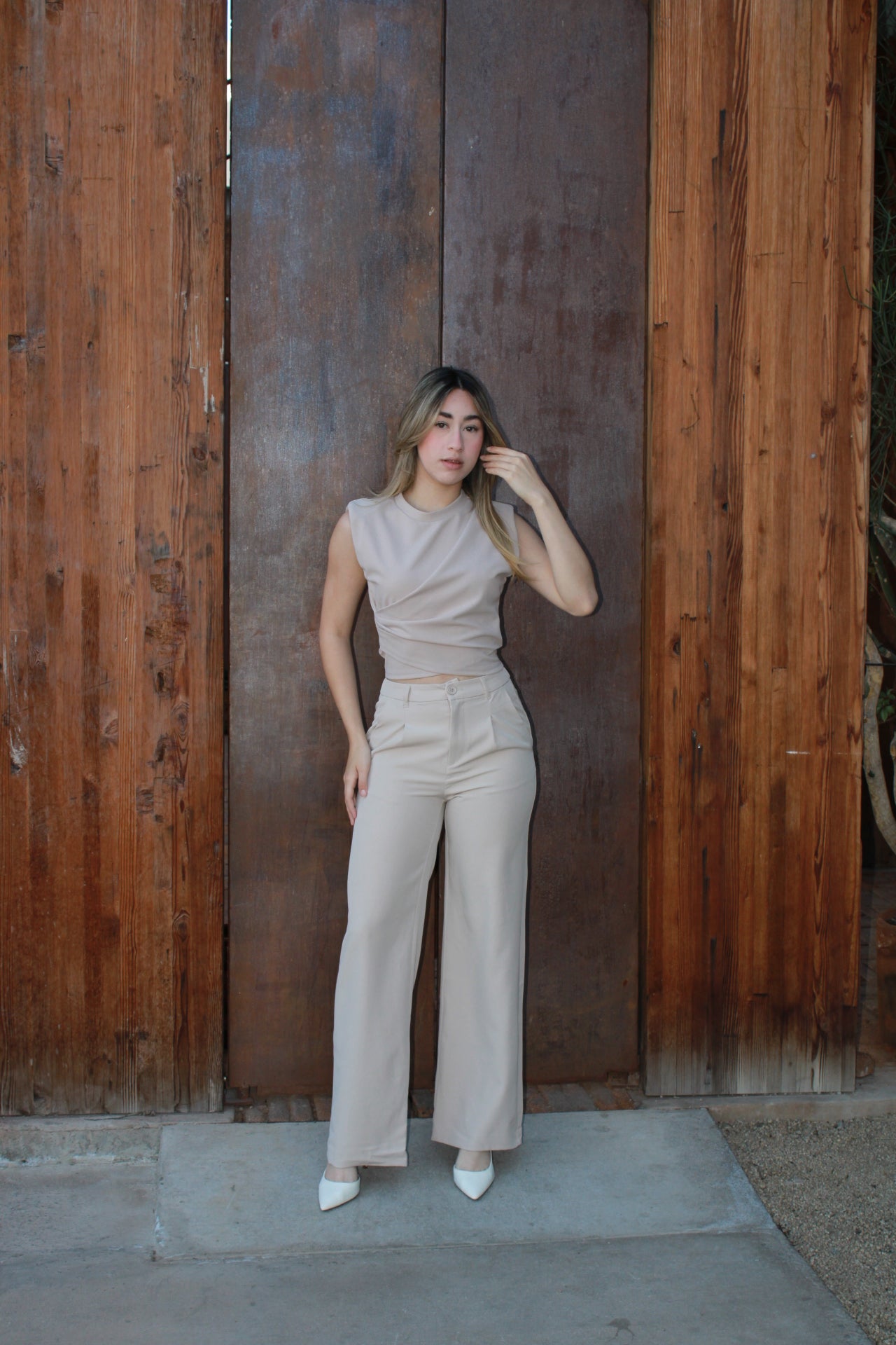 Top de vestir beige #10990