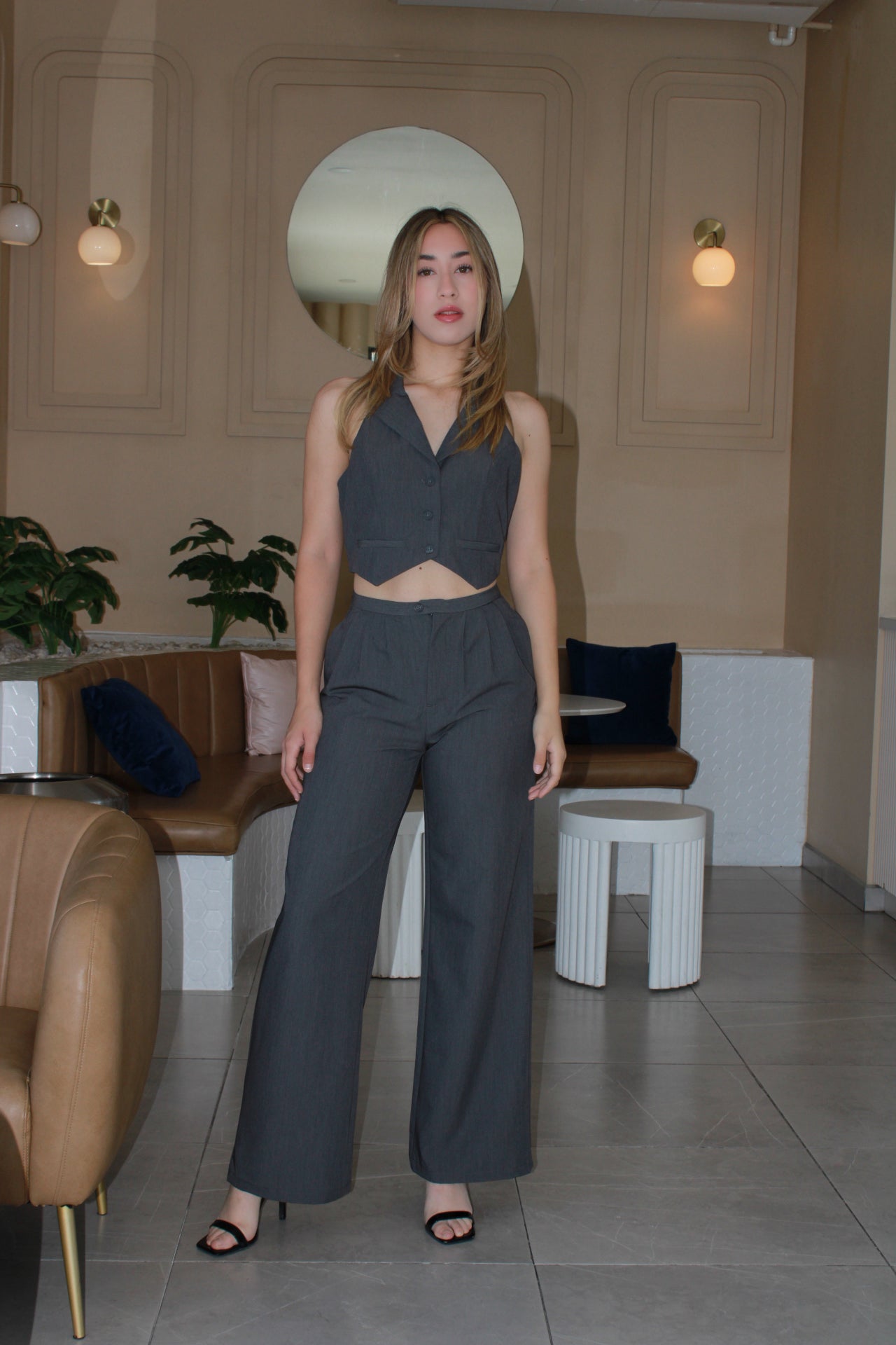 Set gris de chaleco y pantalón #11333
