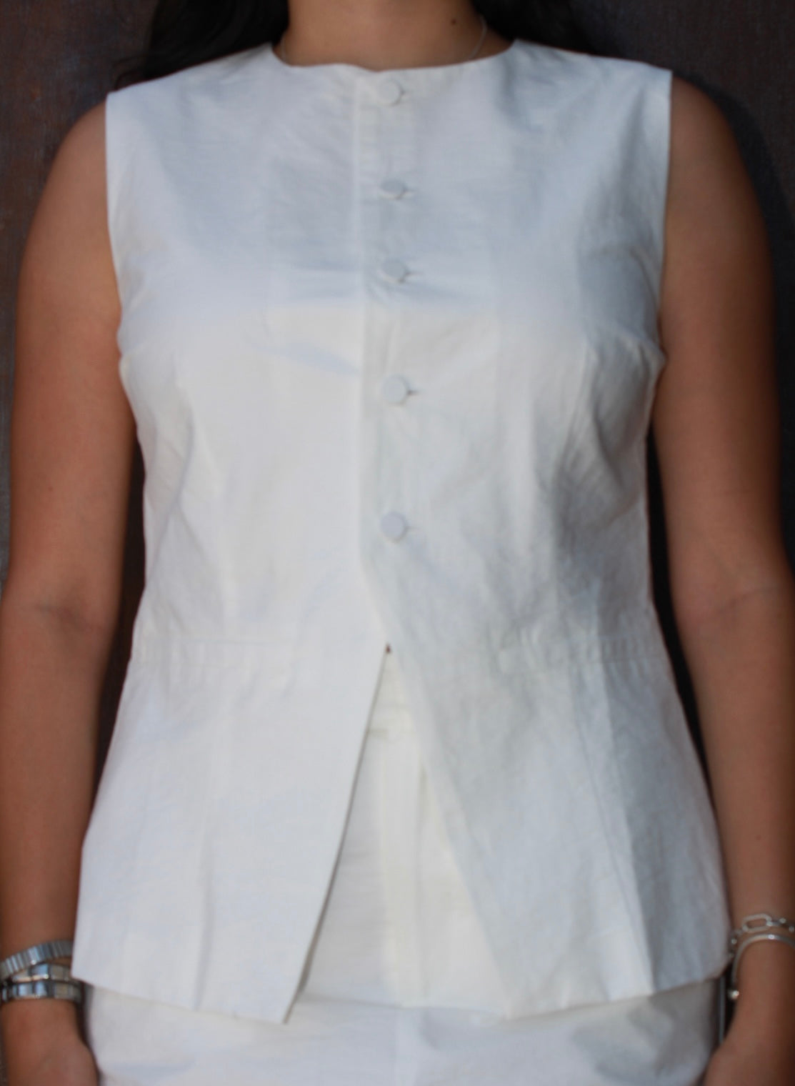 Set blanco chaleco y mini falda #11260