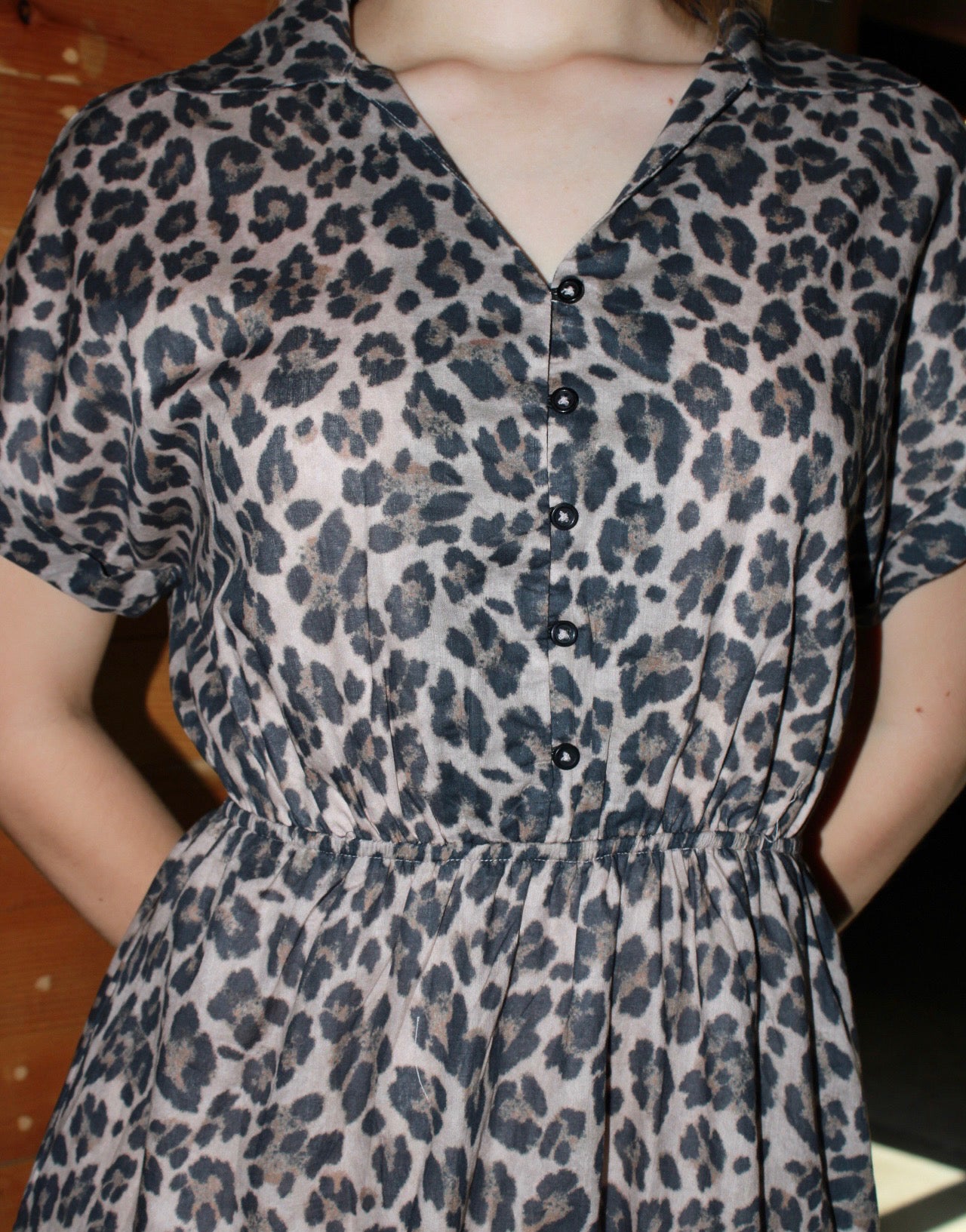 Vestido animal print midi c elástico #11313