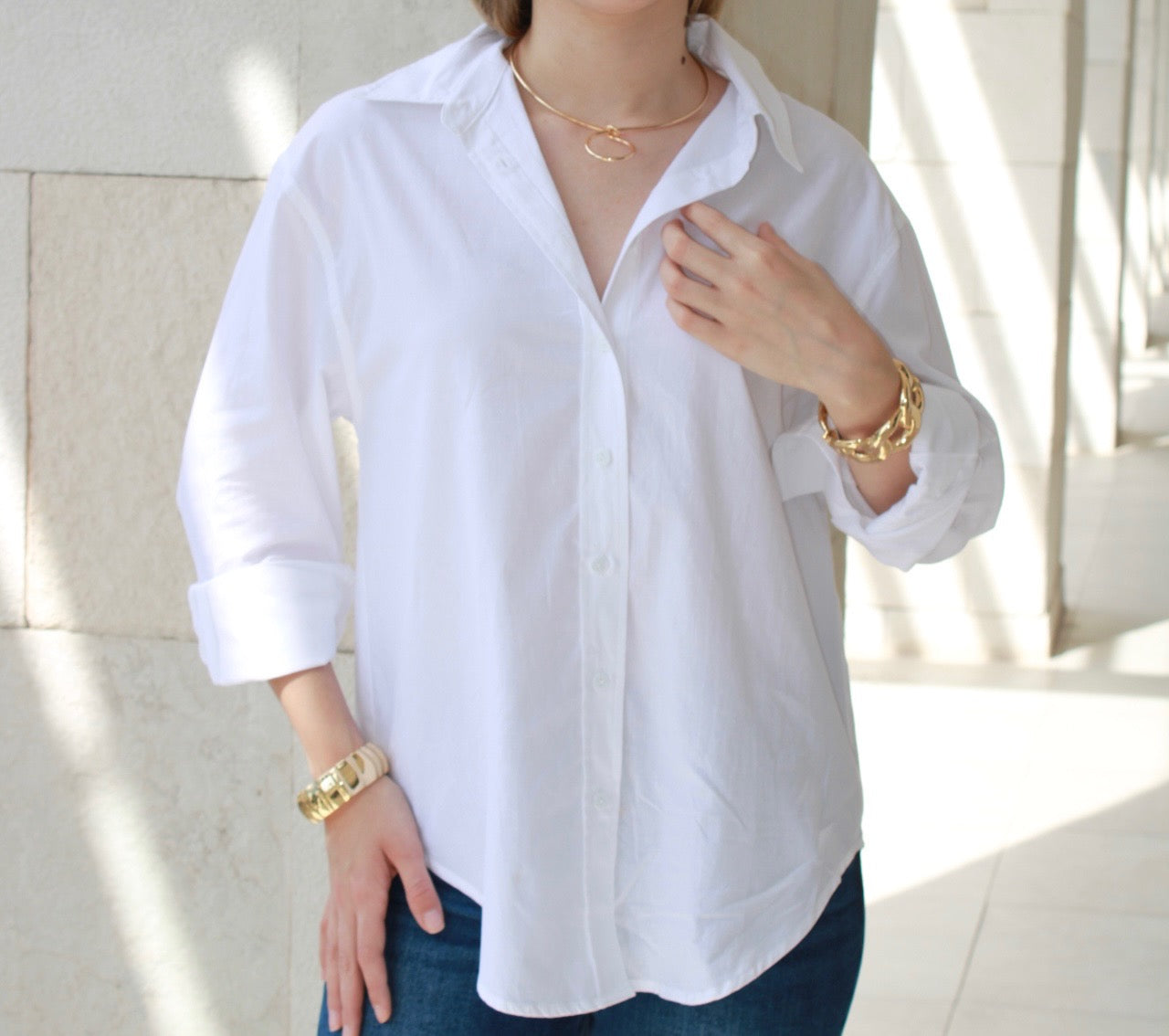 Camisa blanca de botones #10106