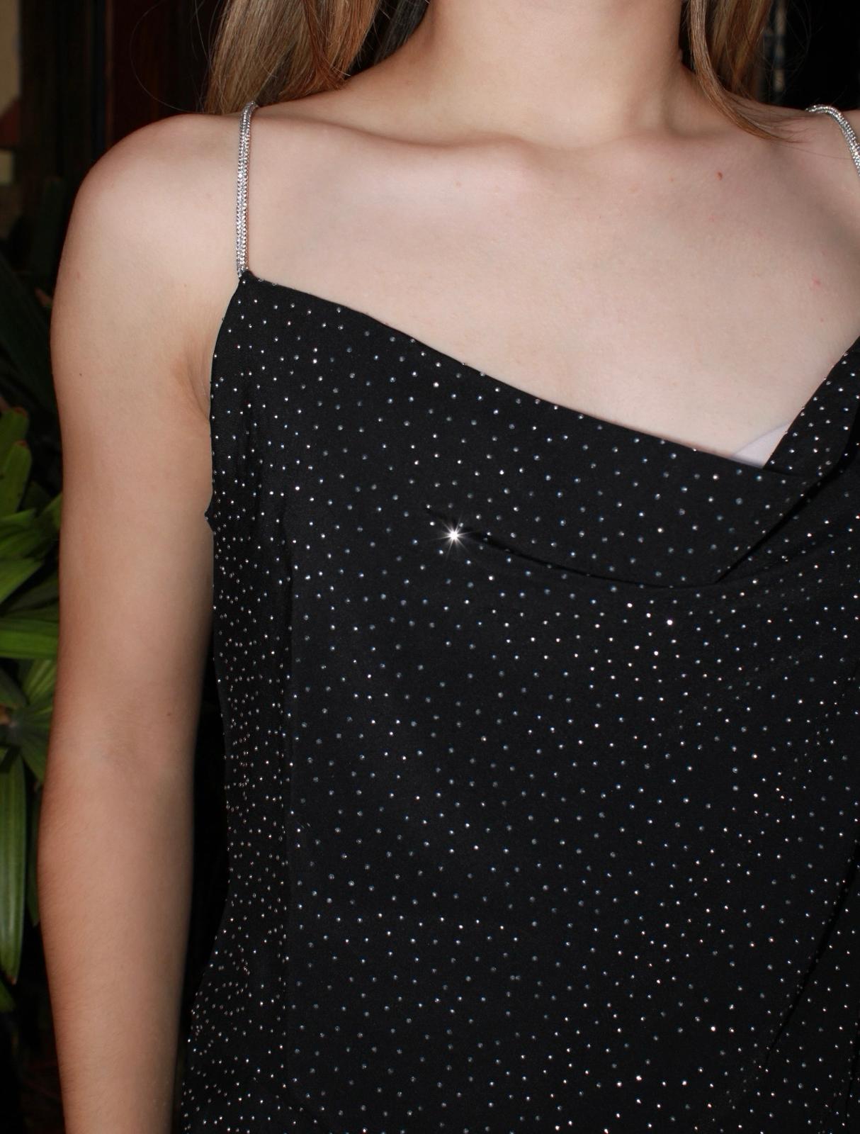 Vestido negro corto de brillos #11624