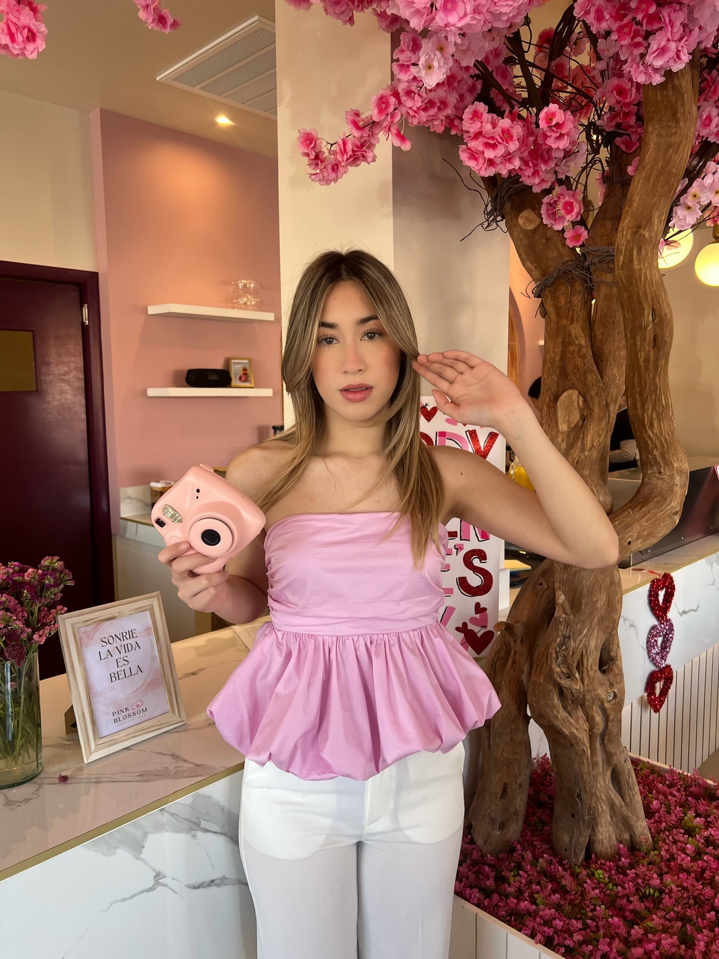 Top globo rosa claro #10935