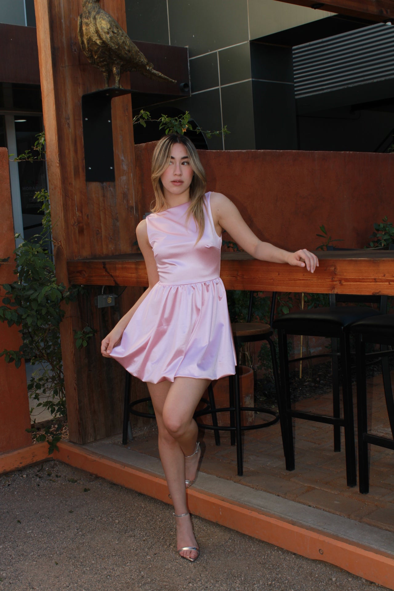 Vestido rosa pastel de globo #10975