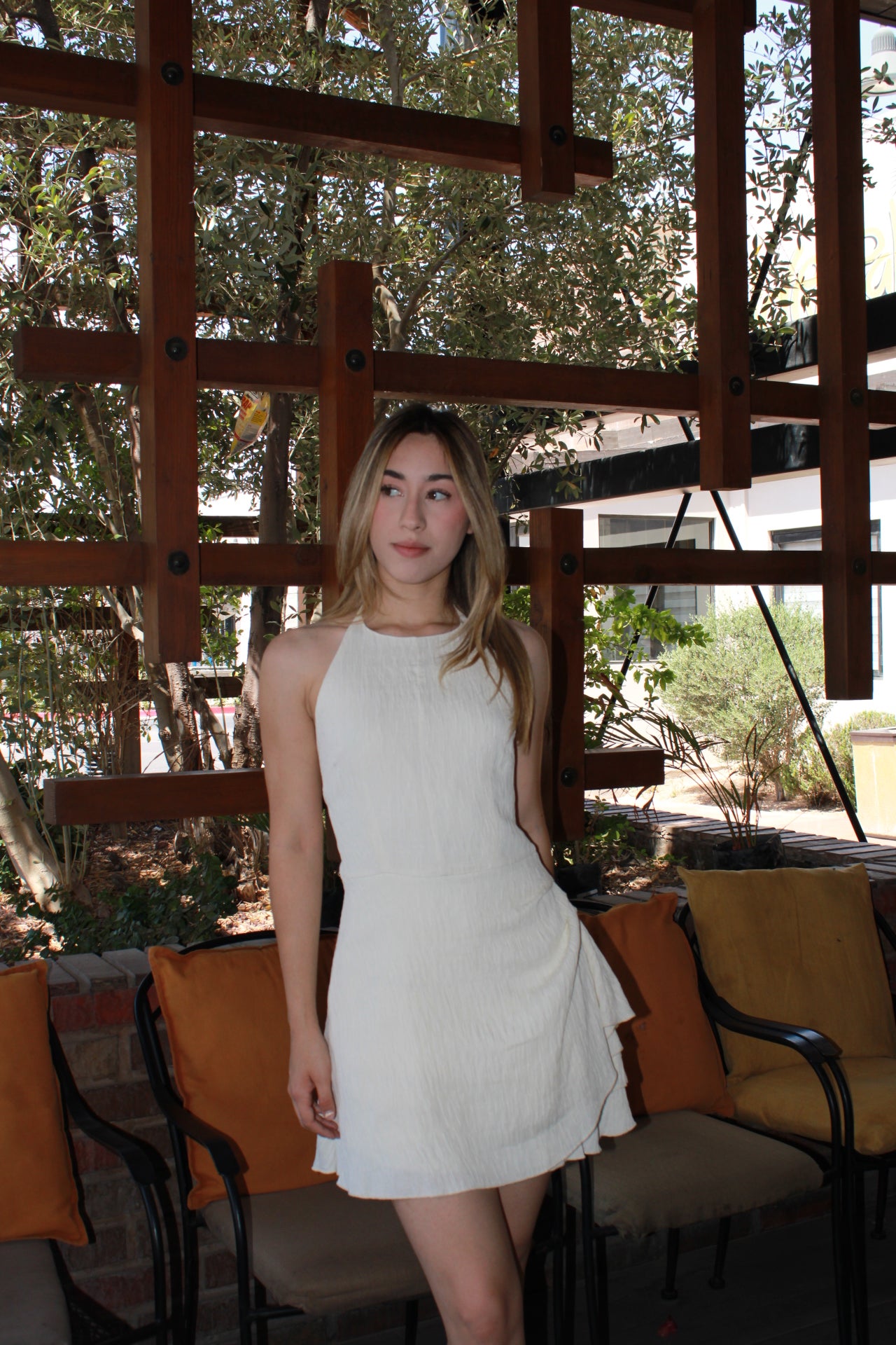 Vestido playero corto color crema #11282