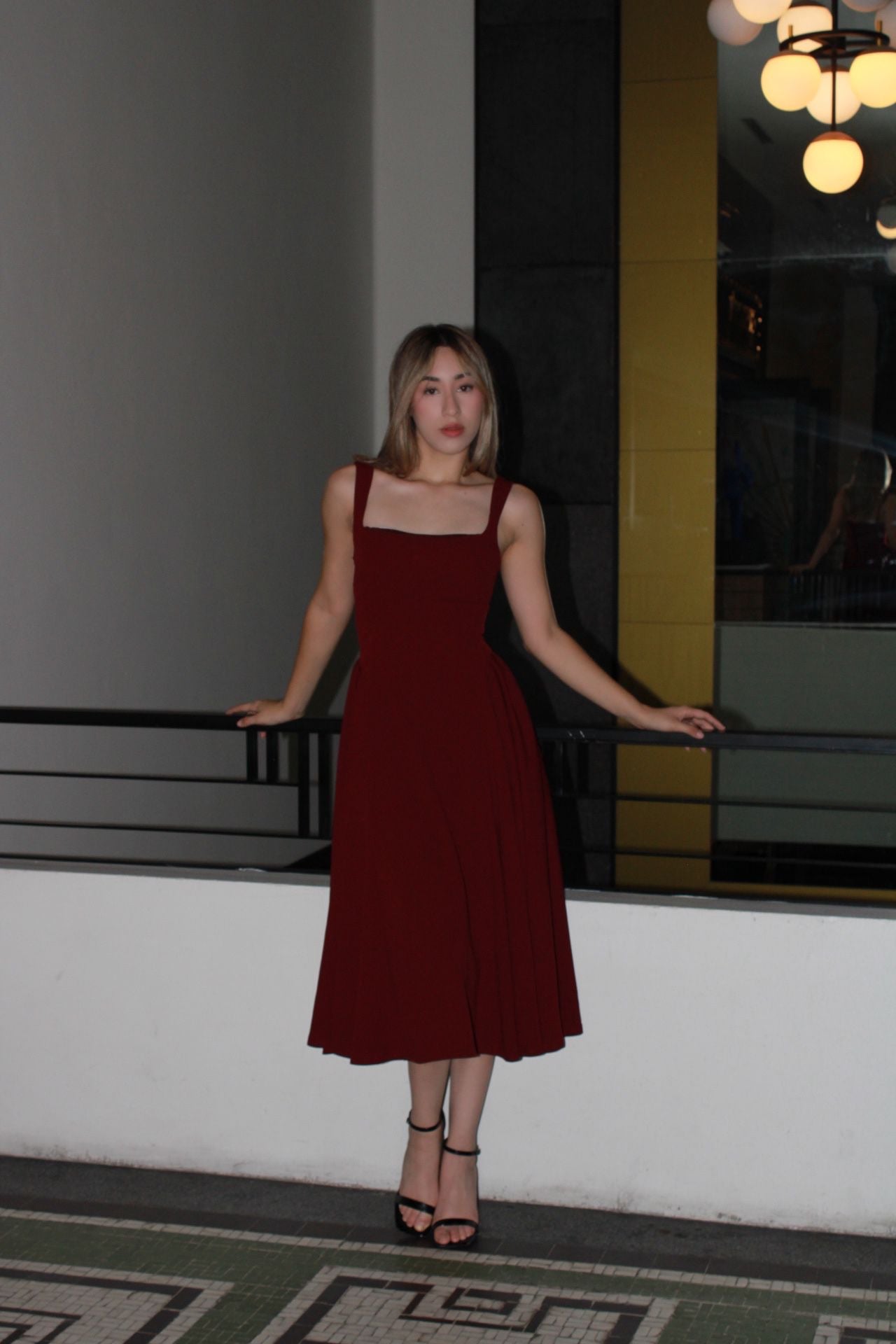 Vestido, guinda, Midi #11392