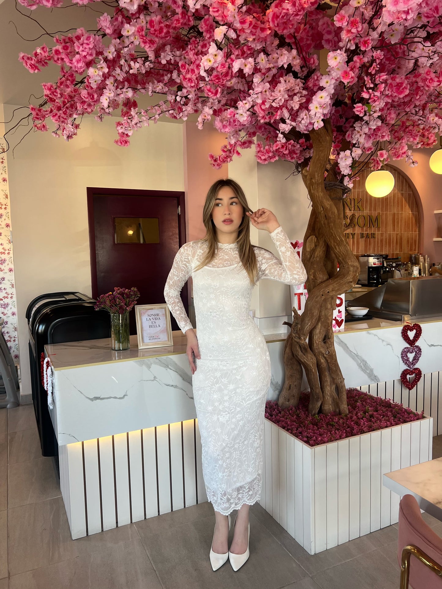 Vestido de encaje blanco #10943