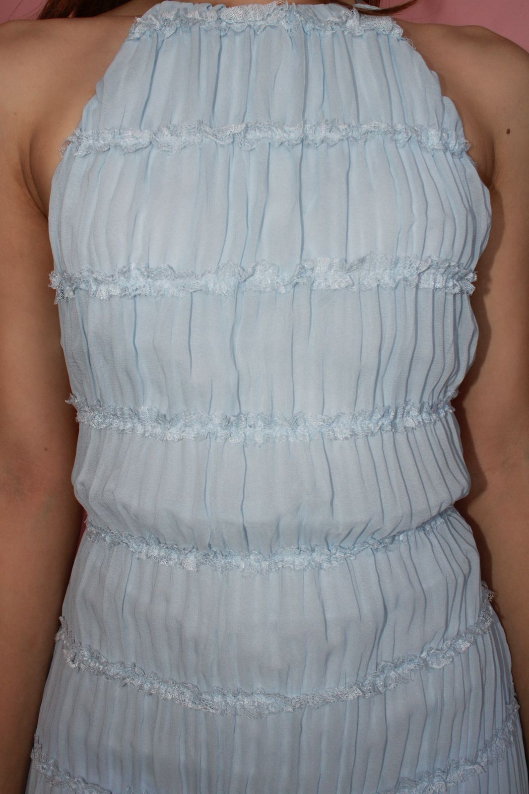 Vestido, holter, largo, azul, cielo, espalda, descubierta #11769