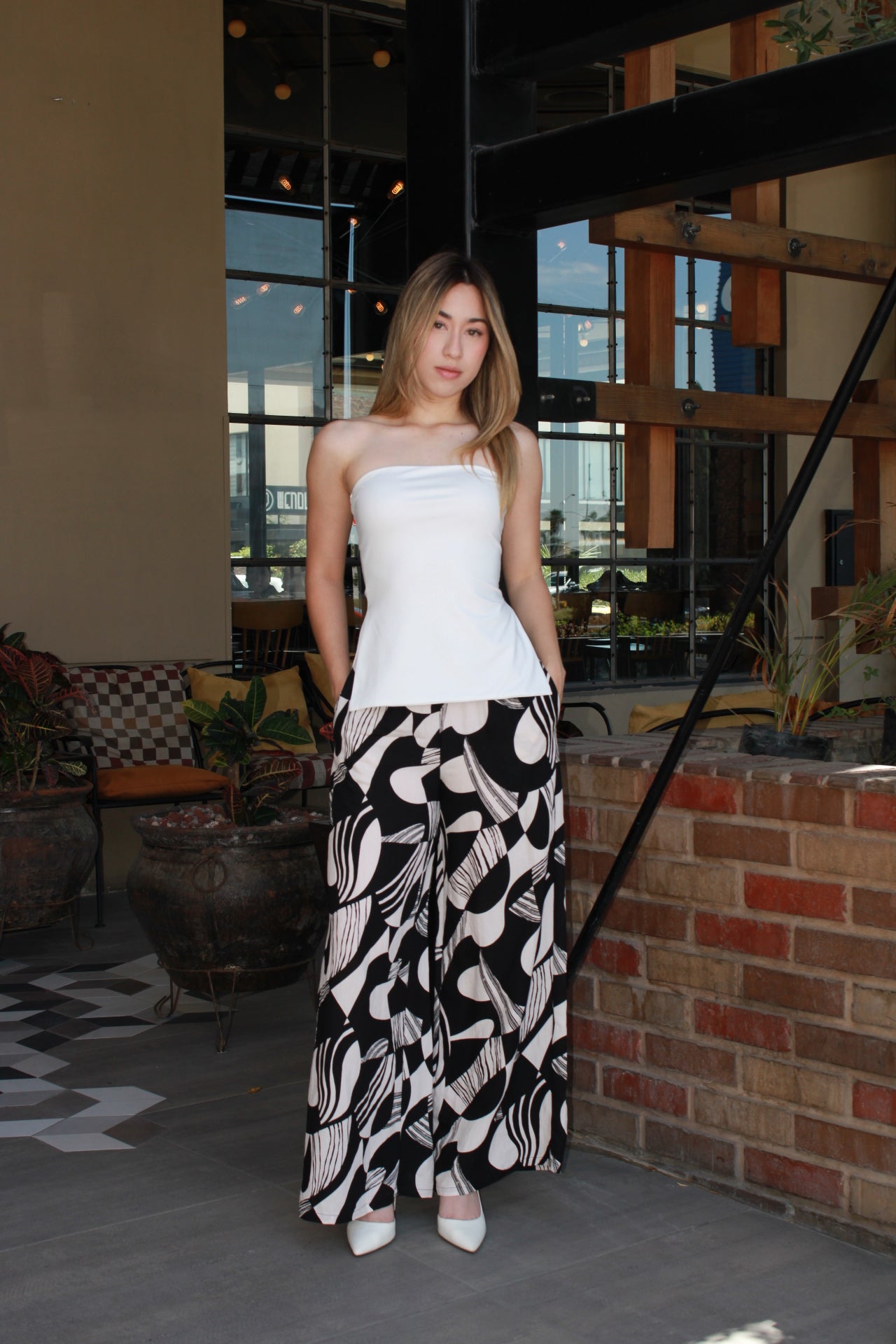 Pantalón manta negro c crema #11280