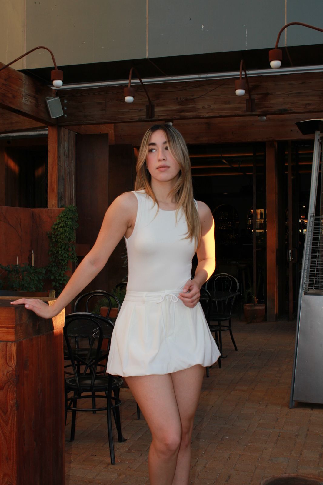 Falda Short globo, color blanco #10970