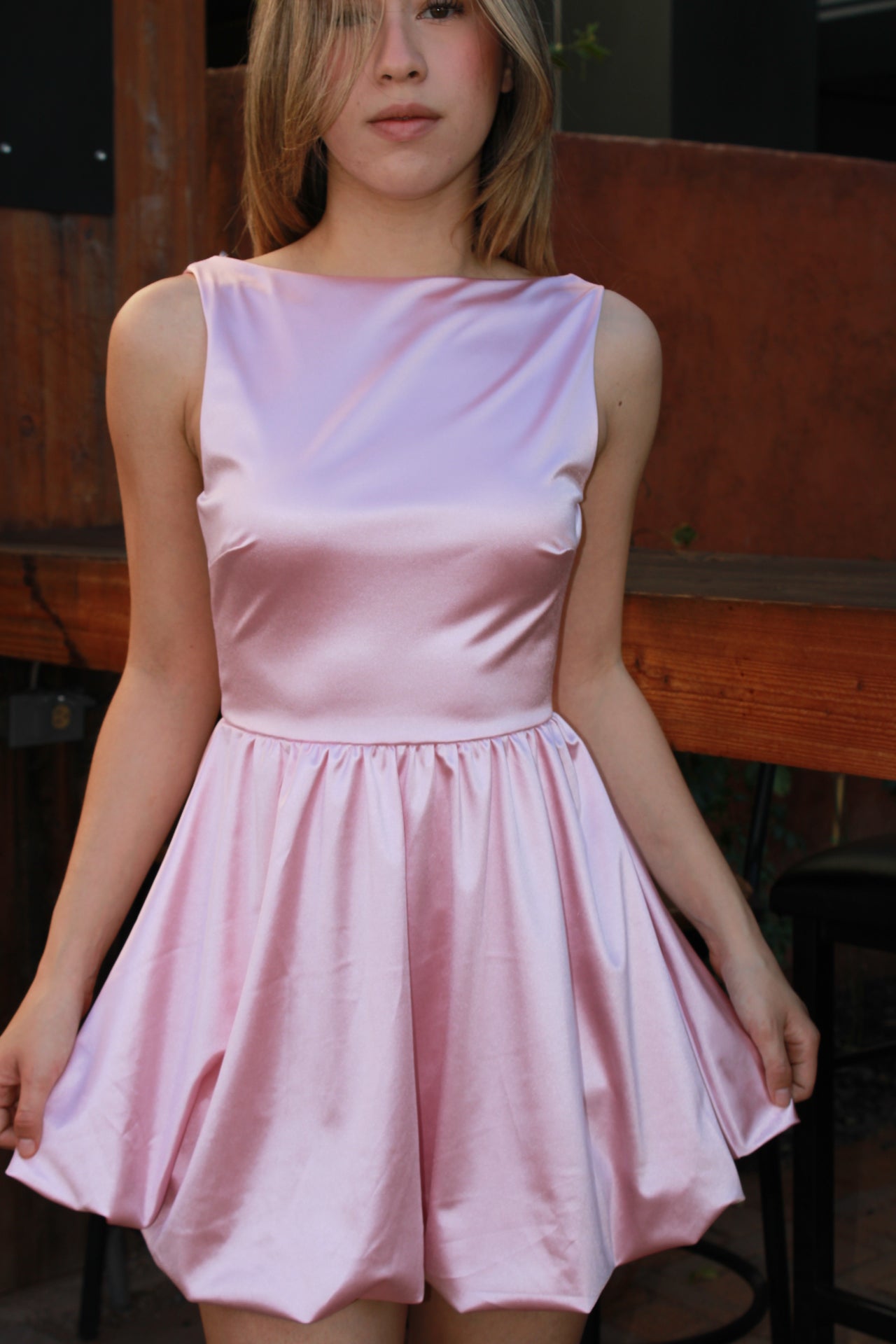 Vestido rosa pastel de globo #10975