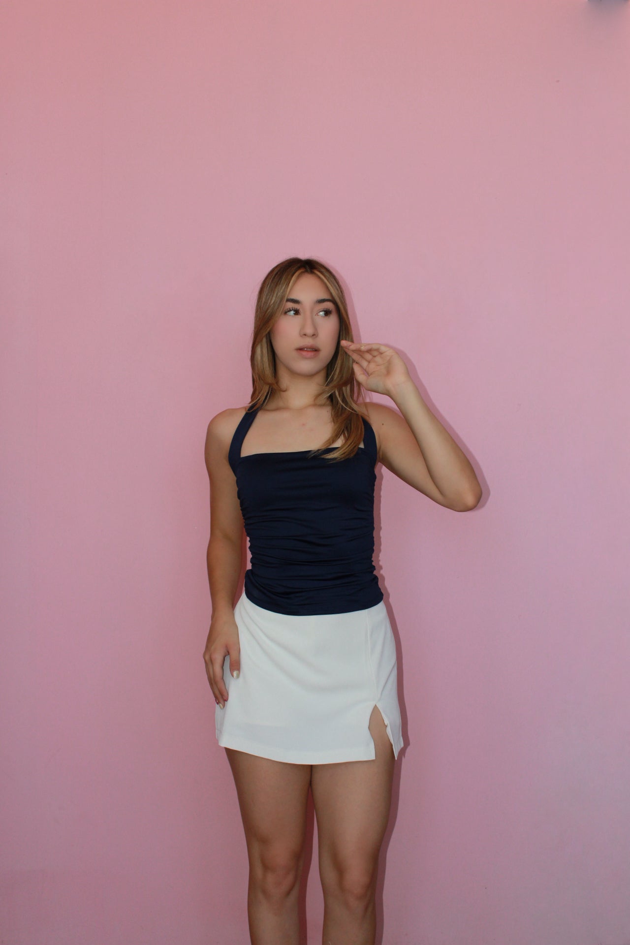 Top halter azul marino #11382
