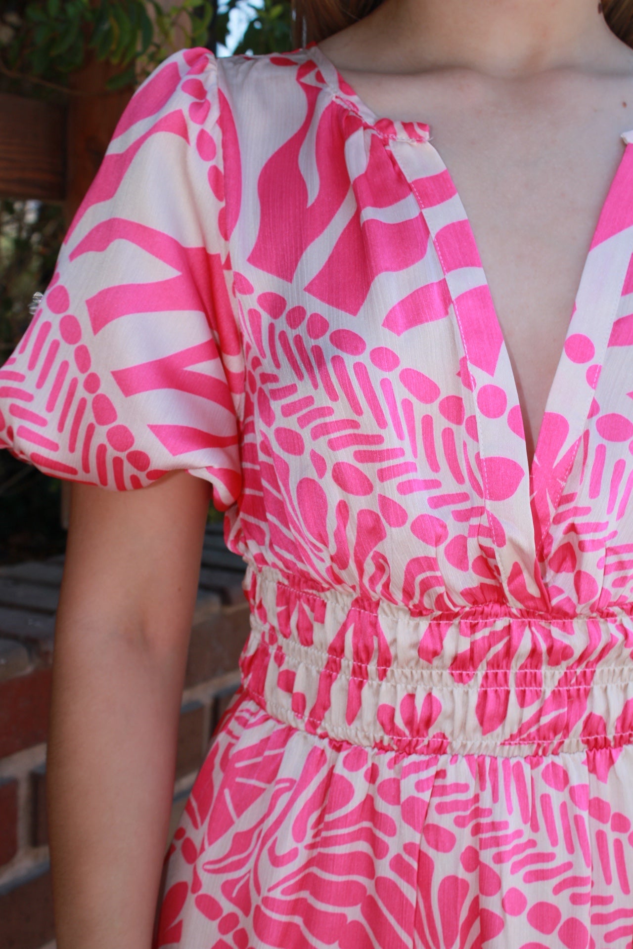 Vestido estampado rosa y blanco #11290