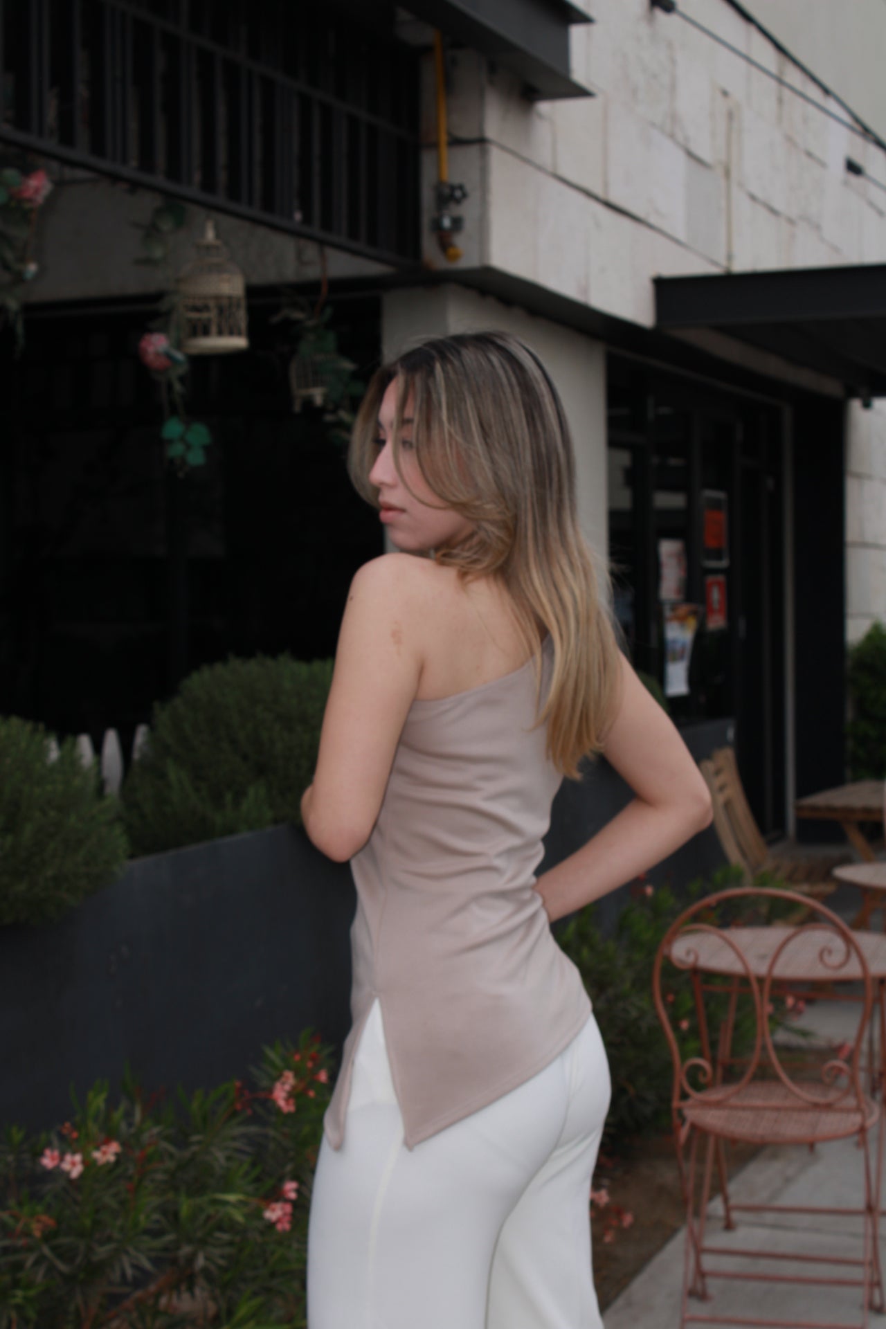 Blusa beige asimétrica #10954
