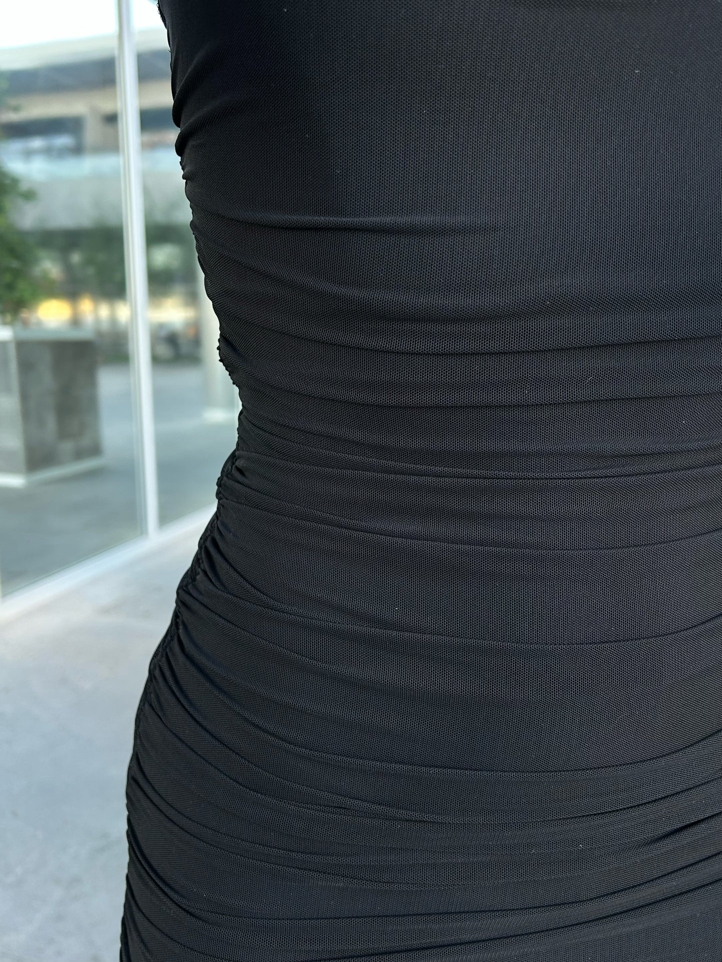 Vestido mesh, midi cuello, halter #11537