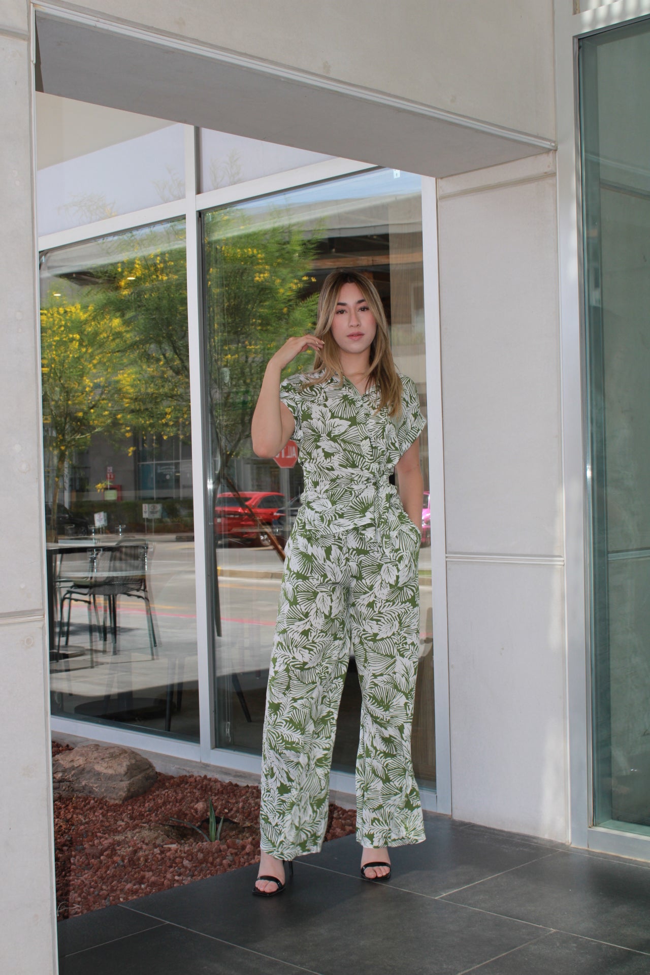 Set estampado de hojas verde #11183