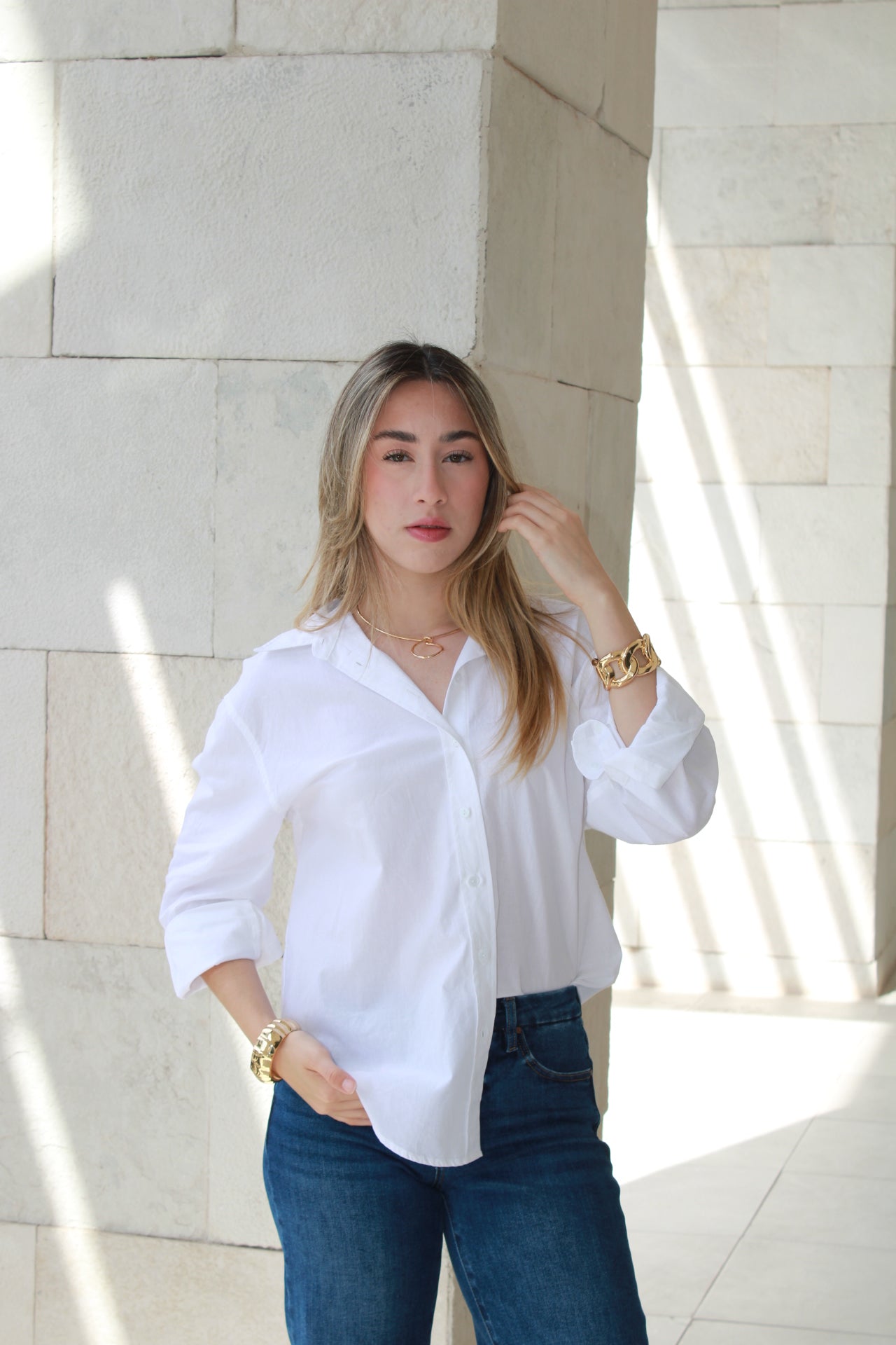 Camisa blanca de botones #10106