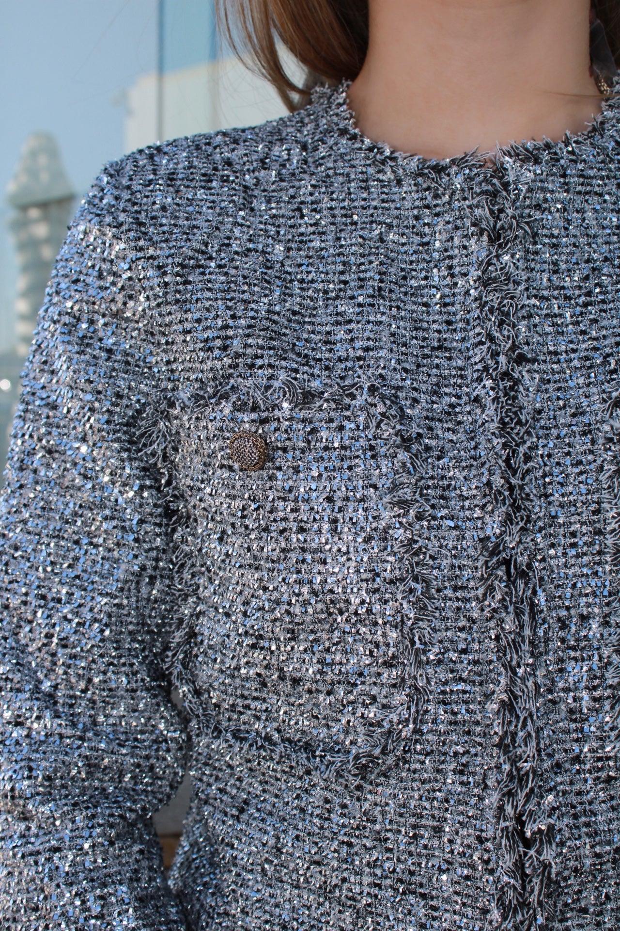 Saquito plateado brilloso #11513