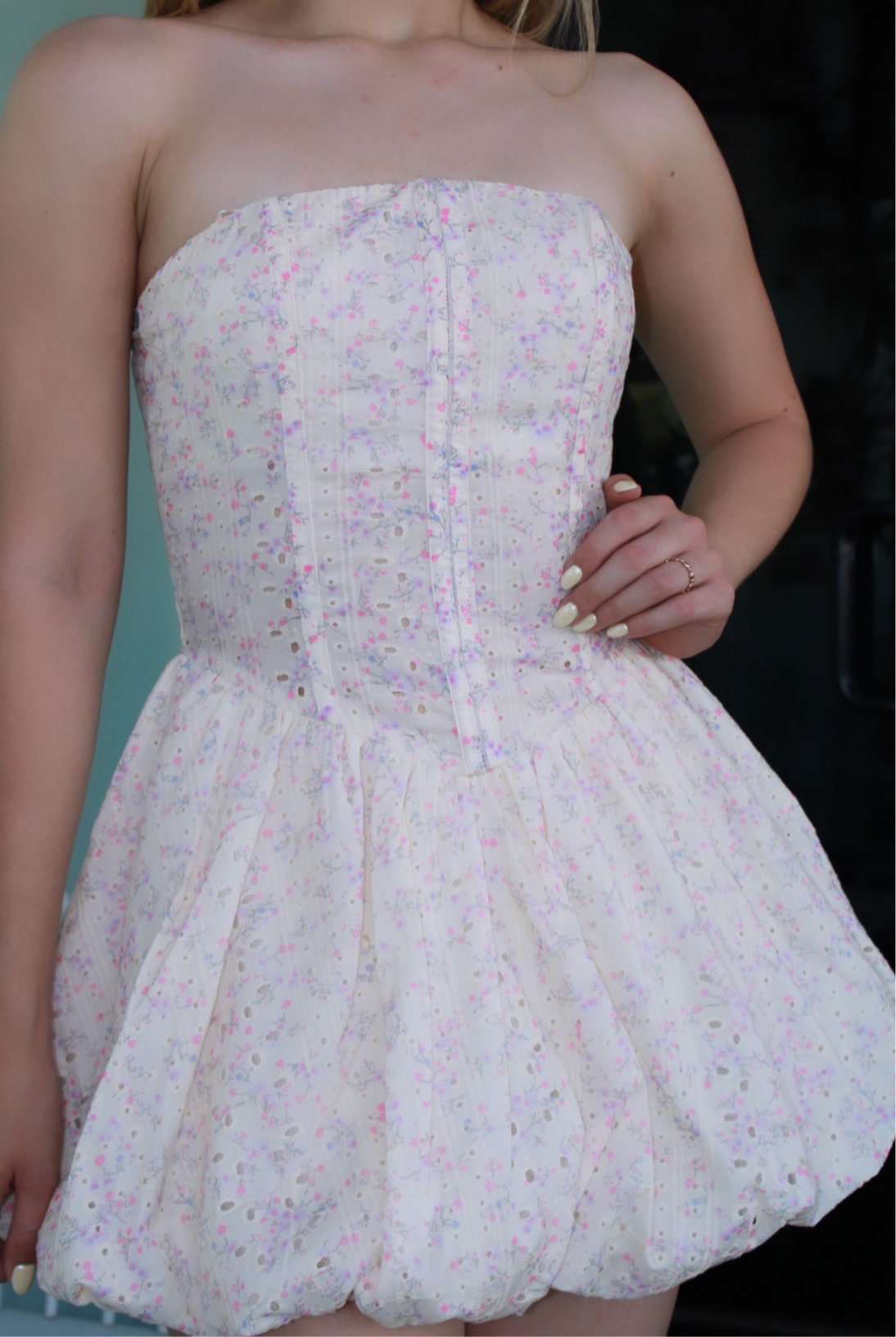 Vestido floreado corto de globo #11180