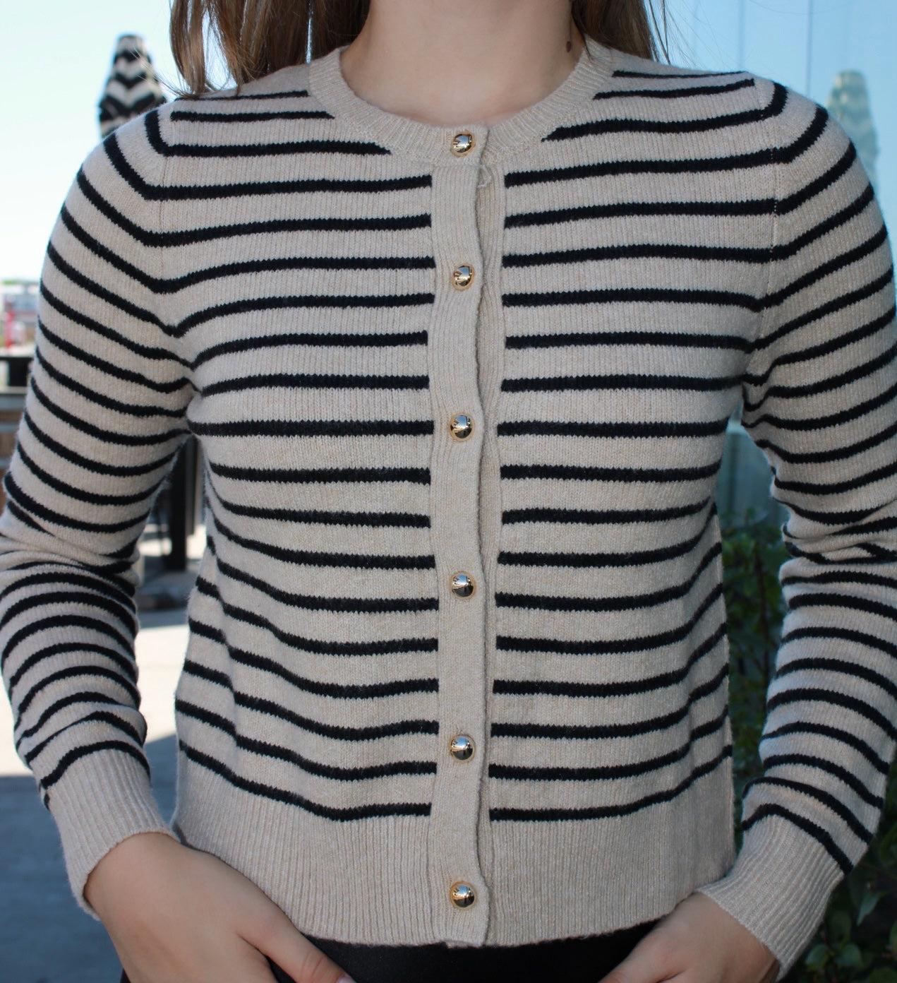 Suéter rayado mocha c negro #11503