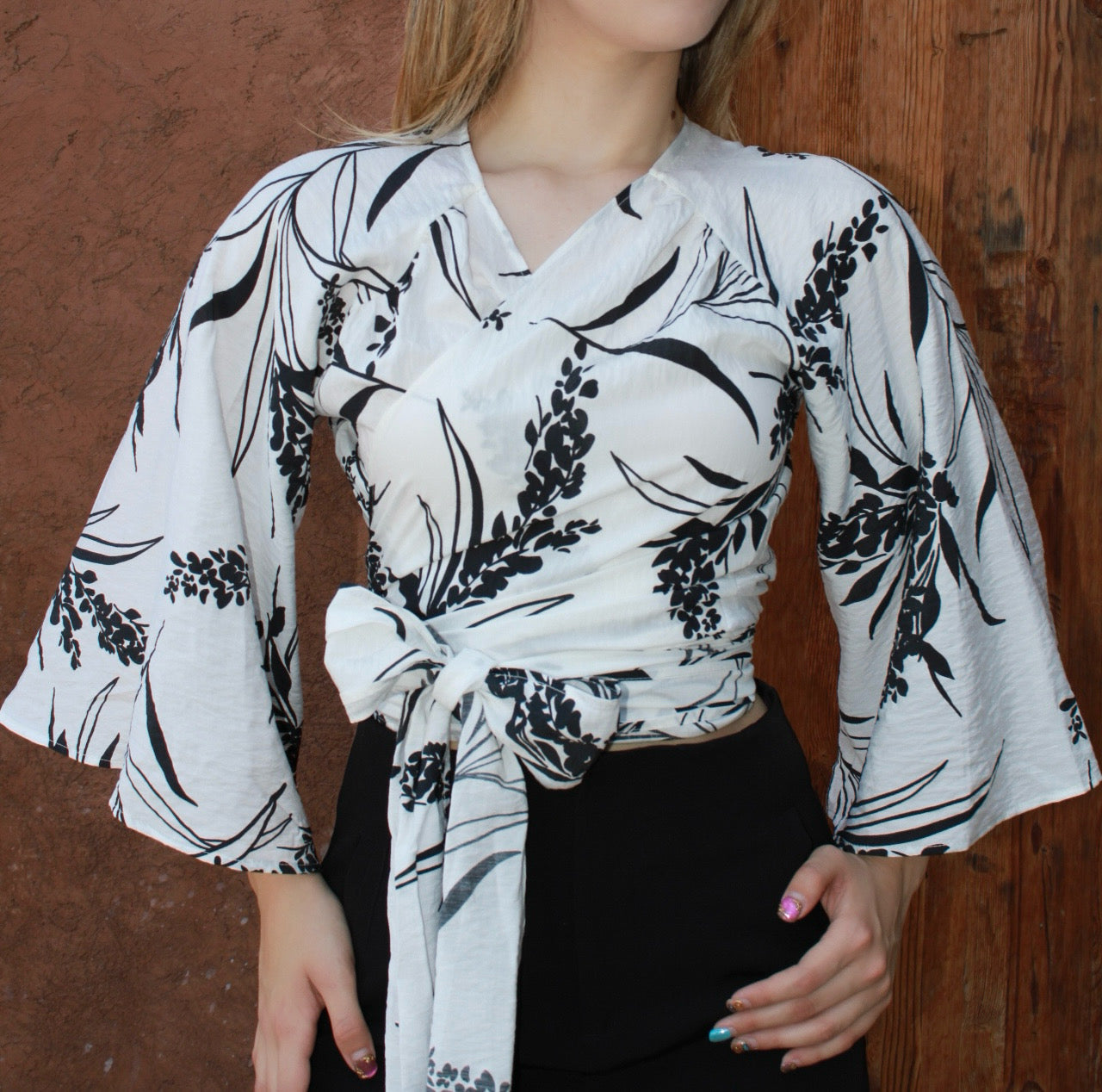 Blusa blanca, con estampado #11137