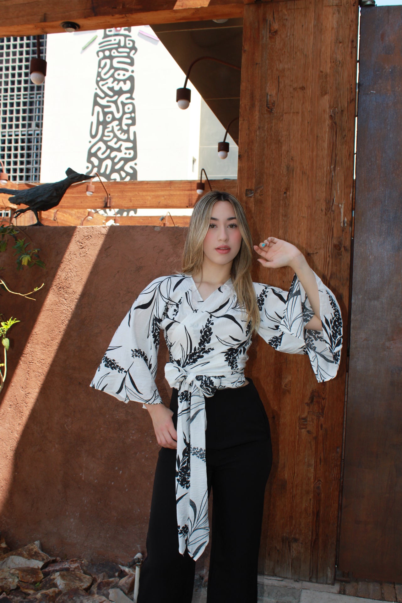 Blusa blanca, con estampado #11137