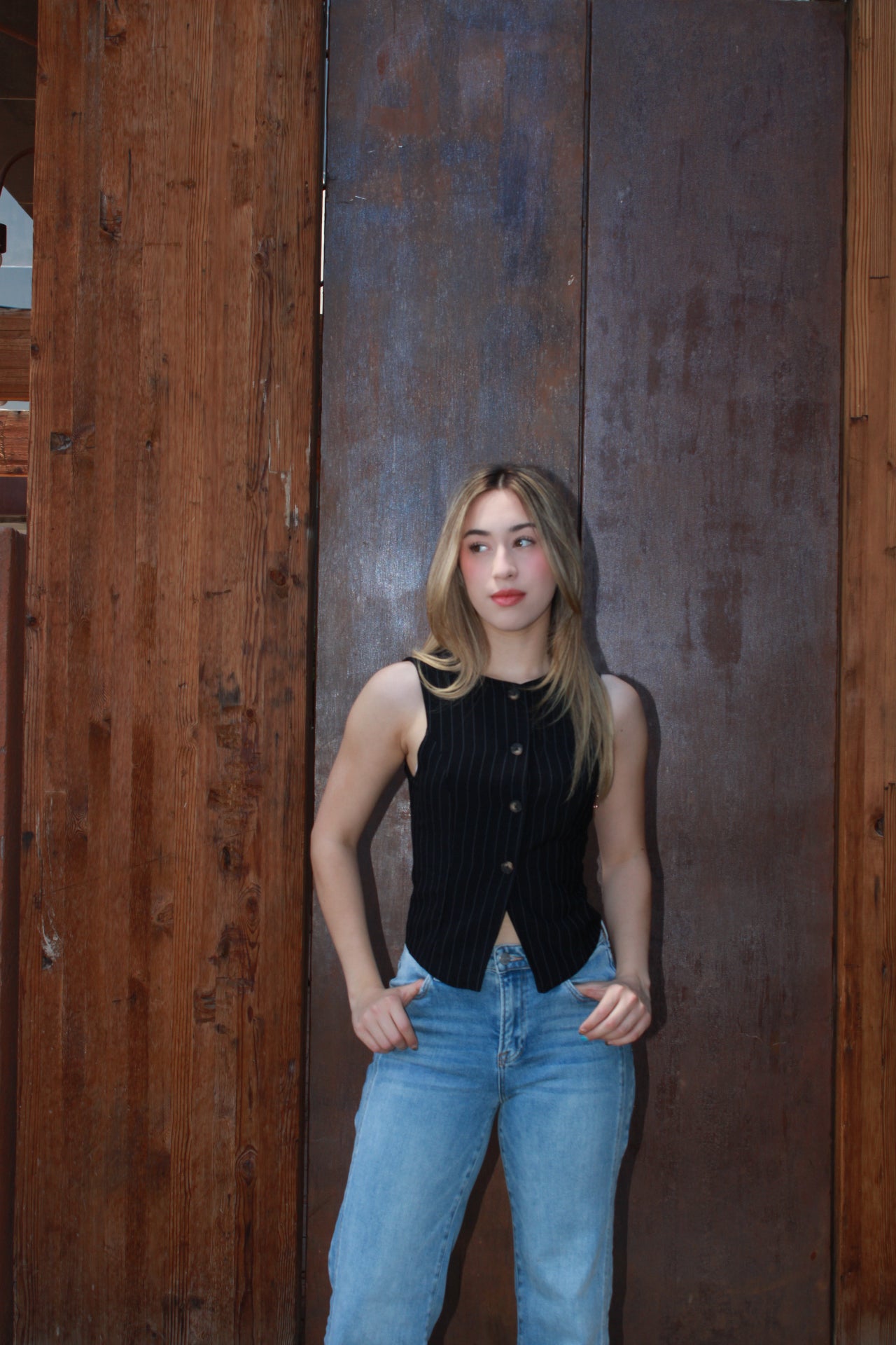 Chaleco negro con rayas #11134