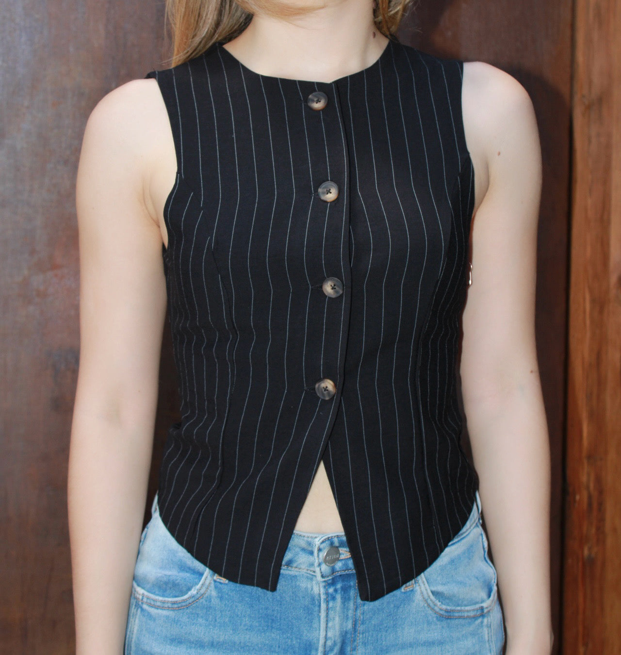 Chaleco negro con rayas #11134