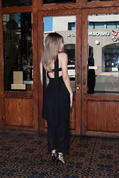 Vestido negro strapless largo c estola #11547