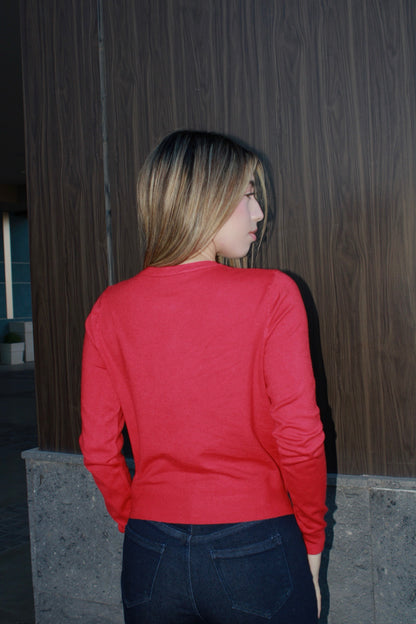 Suéter de botones, rojo #11608￼