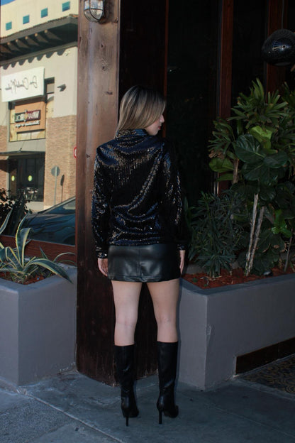 Blusa de lentejuela negra #11640