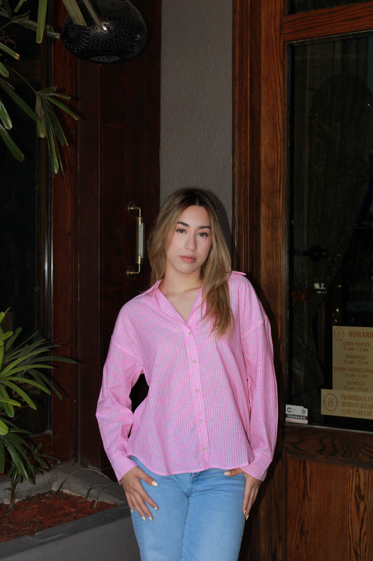 Camisa de manta rosa rayada #11239