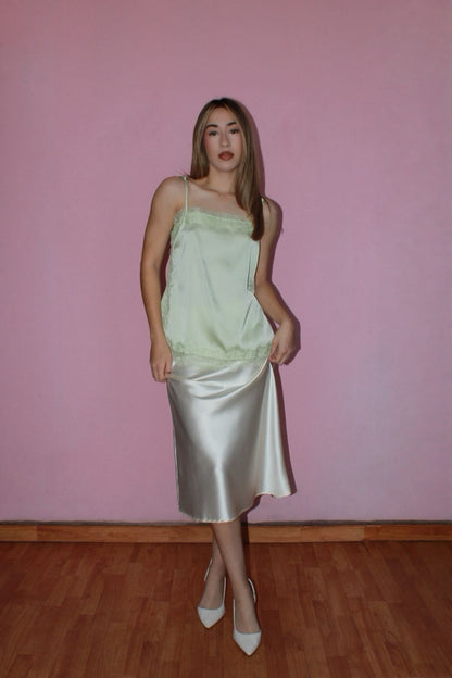 Blusa verde, bajito con encaje #11758￼