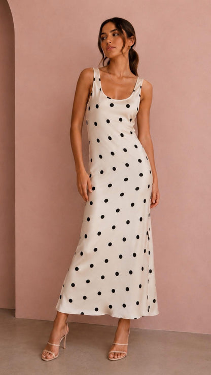 Vestido blanco, polka Dots #11931￼