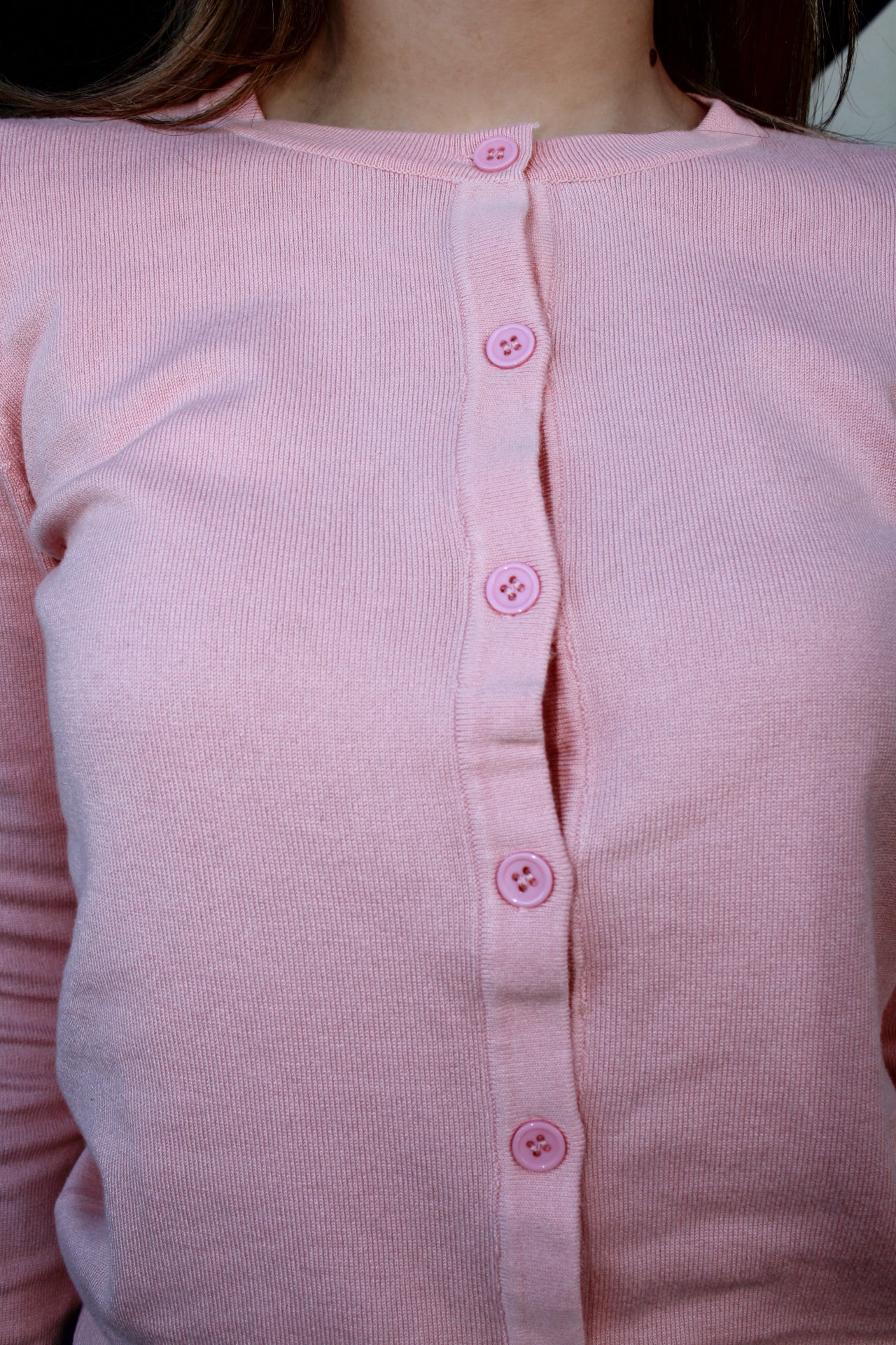 Suéter de botones rosa pastel #11682