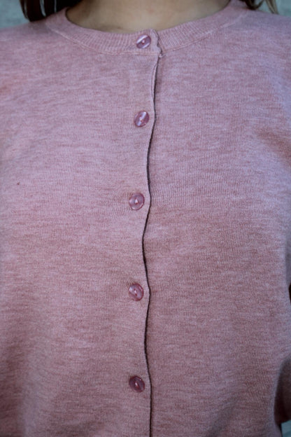 Suéter de botones, rosa, bajito # 11582￼