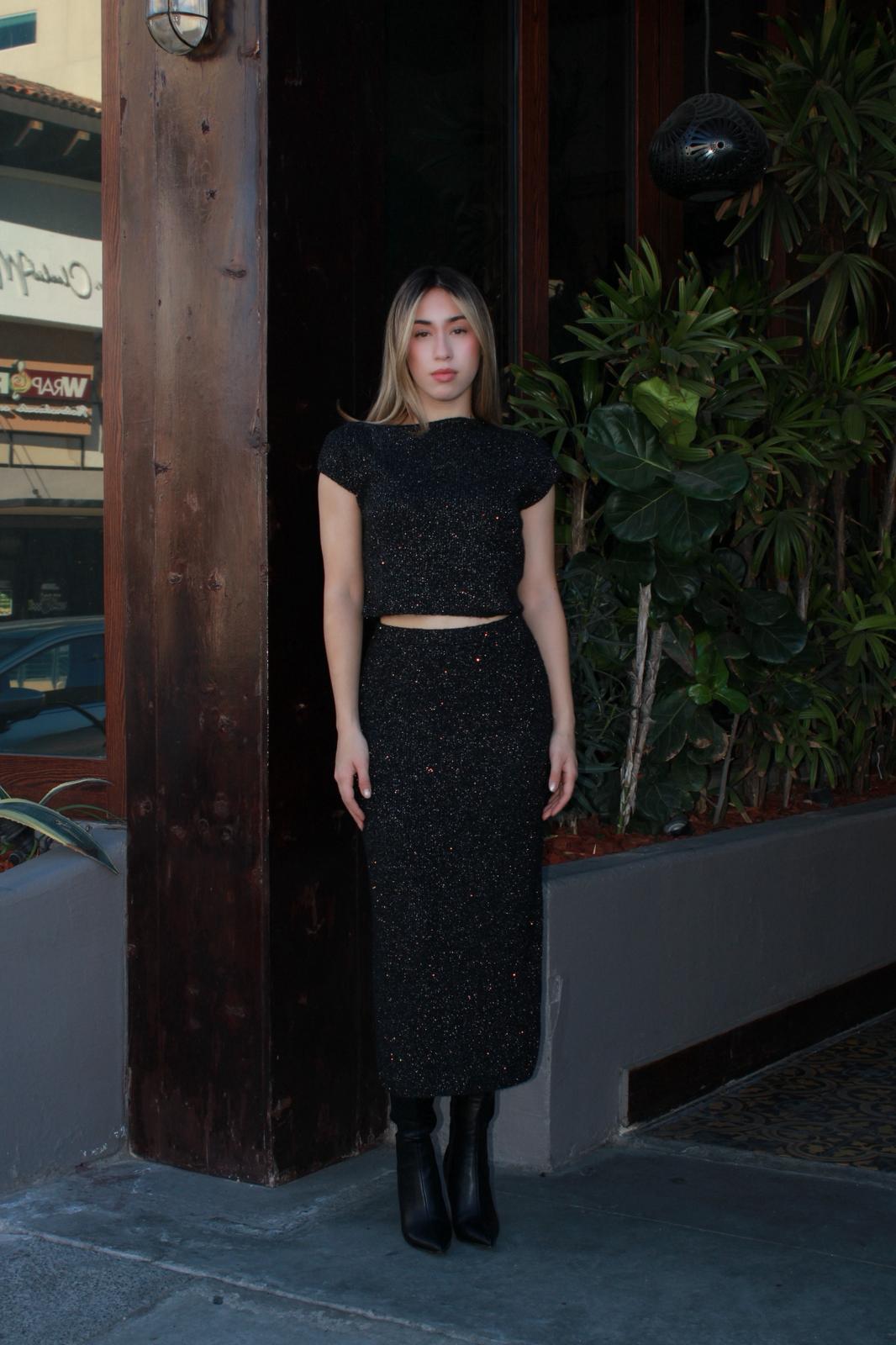 Set de tela suéter negro c lentejuela #11641