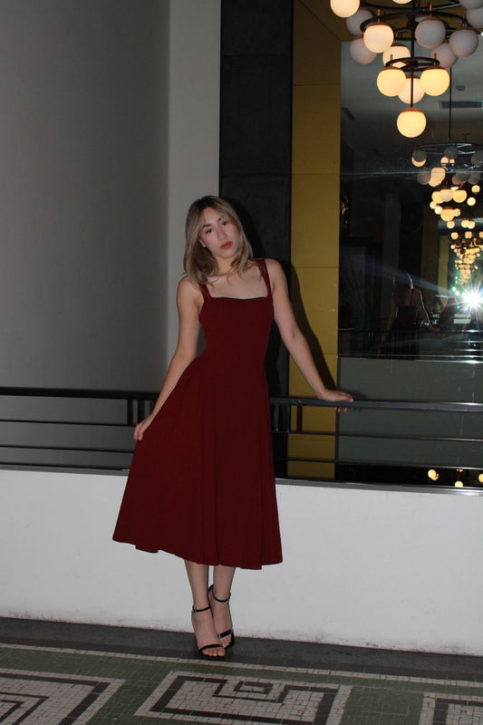 Vestido, guinda, Midi ￼#11392